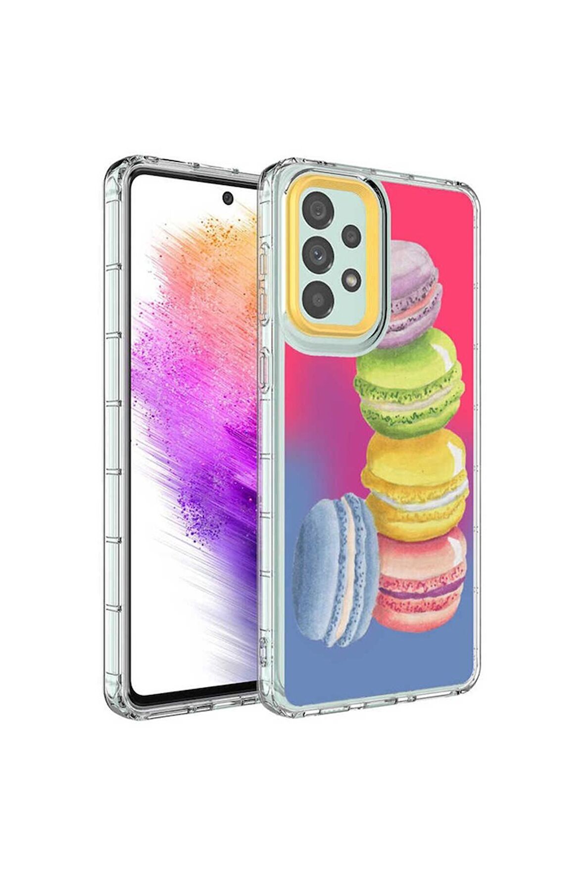 Samsung Galaxy A23 Uyumlu Kılıf Kamera Korumalı Renkli Desenli Sert Silikon Korn Kapak NO12