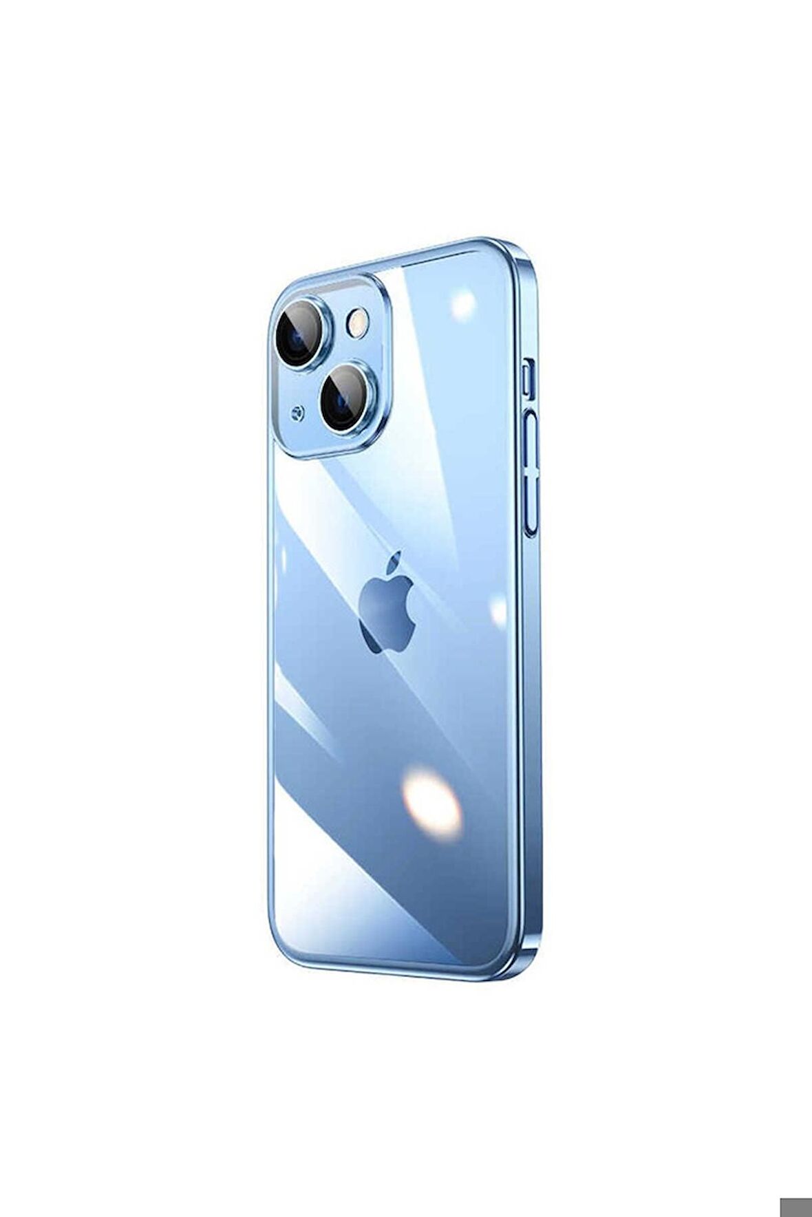 Apple iPhone 14 Plus Uyumlu Kılıf Sert PC Renkli Çerçeveli Riksos Kapak Mavi