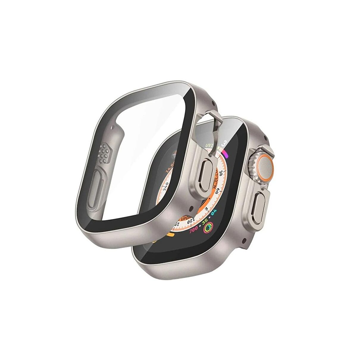 Apple Watch Ultra 49 Mm Uyumlu Sert Plastik Çizmeyen Pc Protective Ekran Ve Kasa Koruyucu Gard 20 Gri