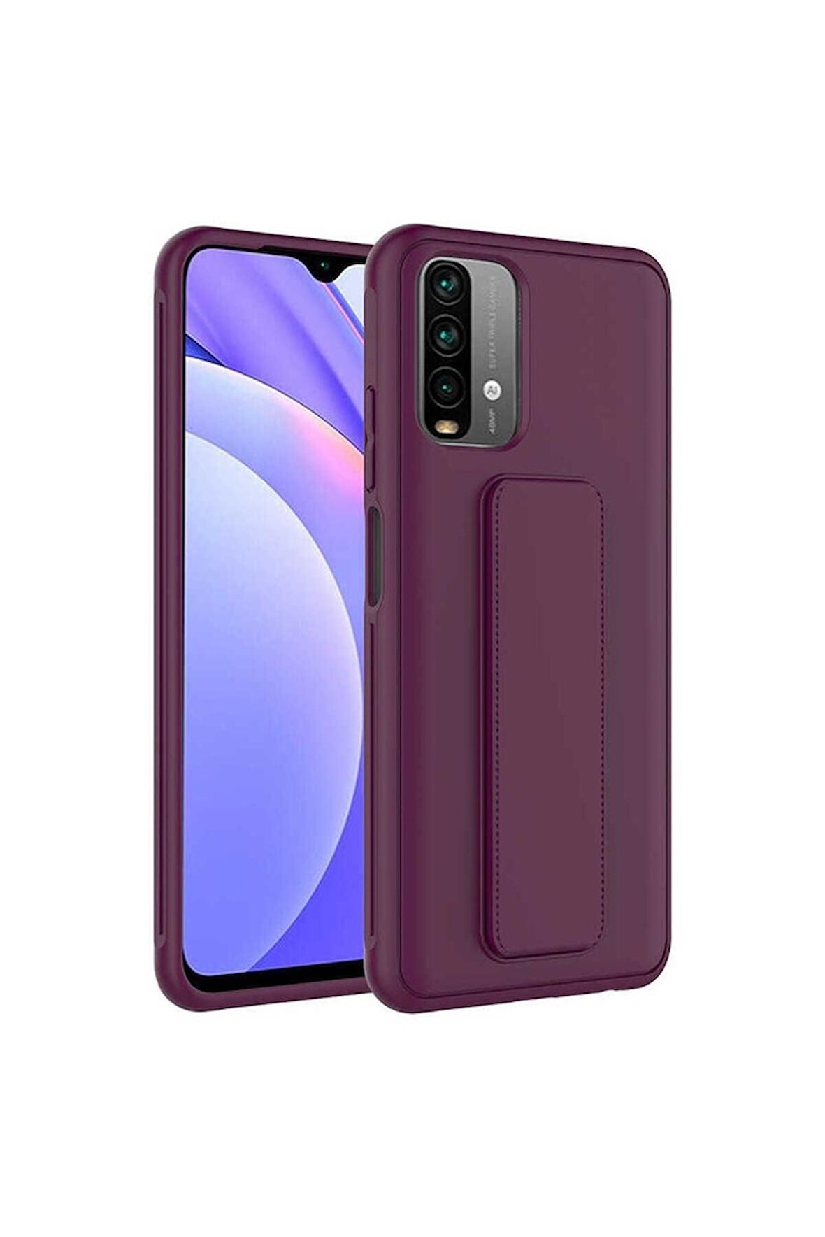 Xiaomi Poco M5S Uyumlu Kılıf Qstand Kapak Mürdüm