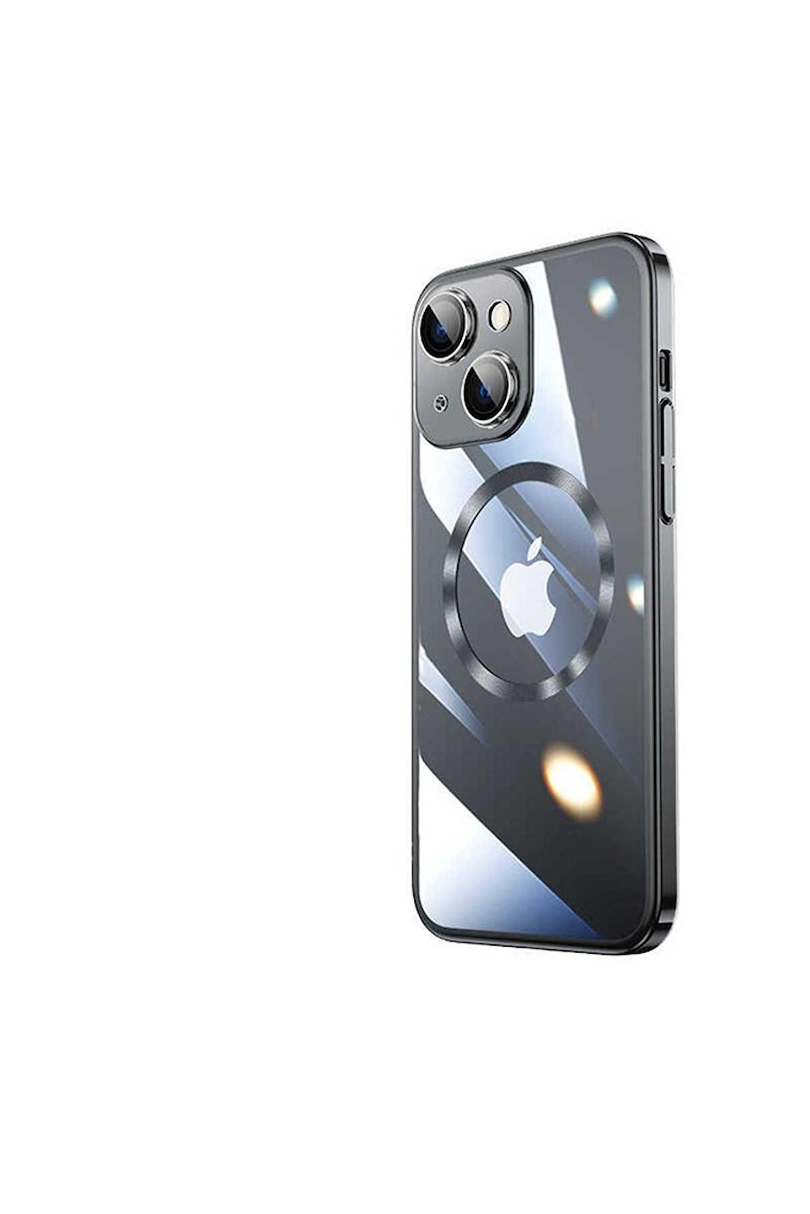 Apple iPhone 14 Uyumlu Kılıf Wireless Şarj Özellikli Sert PC Riksos Magsafe Kapak Siyah