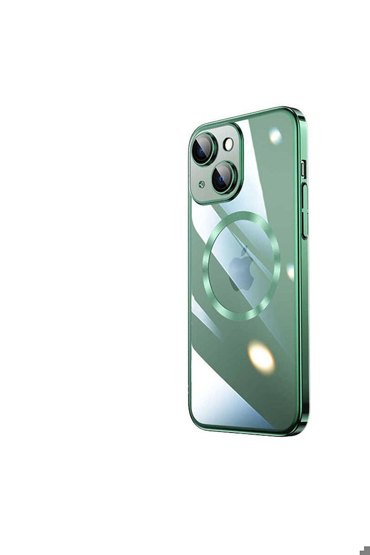 Apple iPhone 14 Uyumlu Kılıf Wireless Şarj Özellikli Sert PC Riksos Magsafe Kapak Koyu Yeşil
