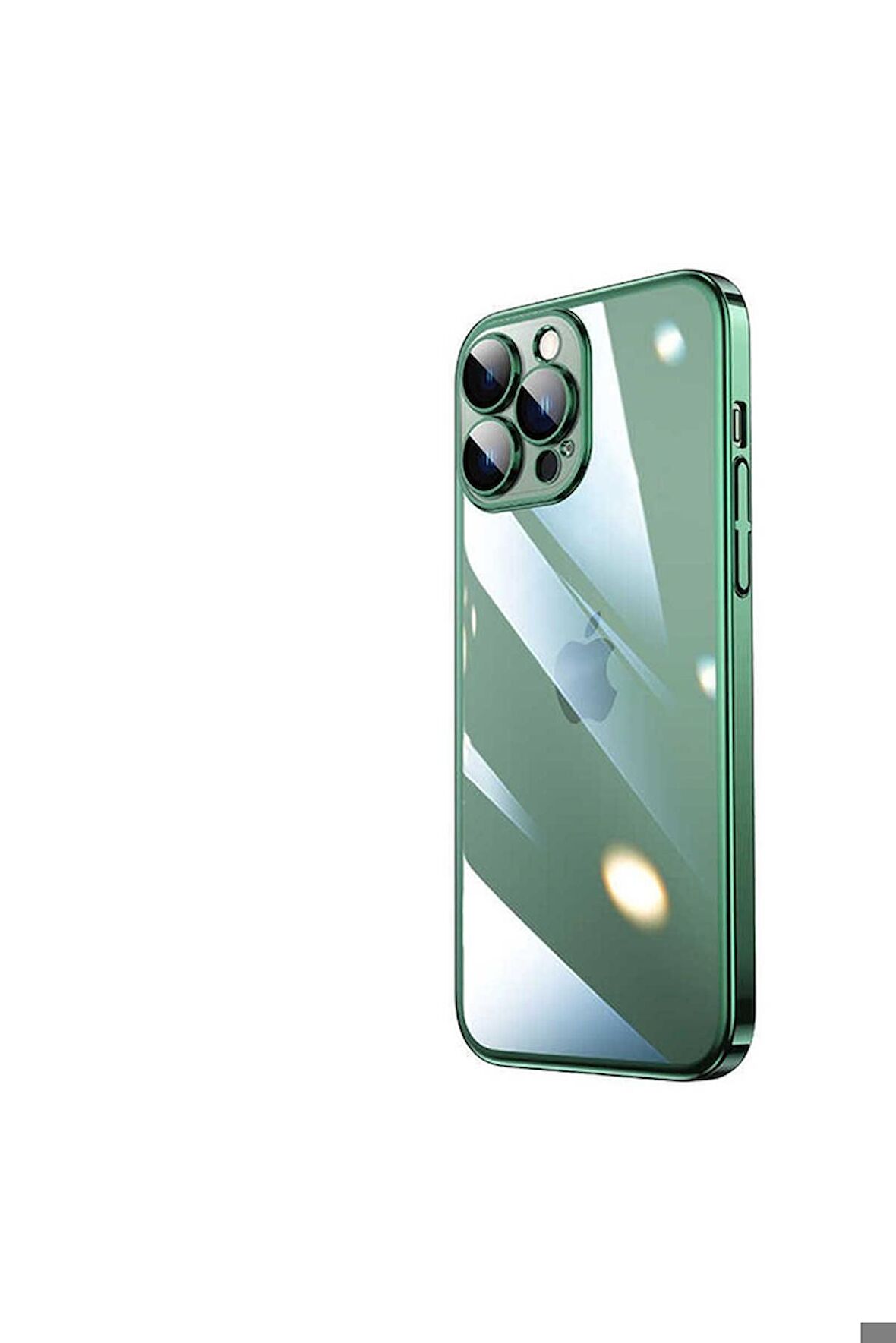 Apple iPhone 13 Pro Uyumlu Kılıf Sert PC Renkli Çerçeveli Riksos Kapak Koyu Yeşil