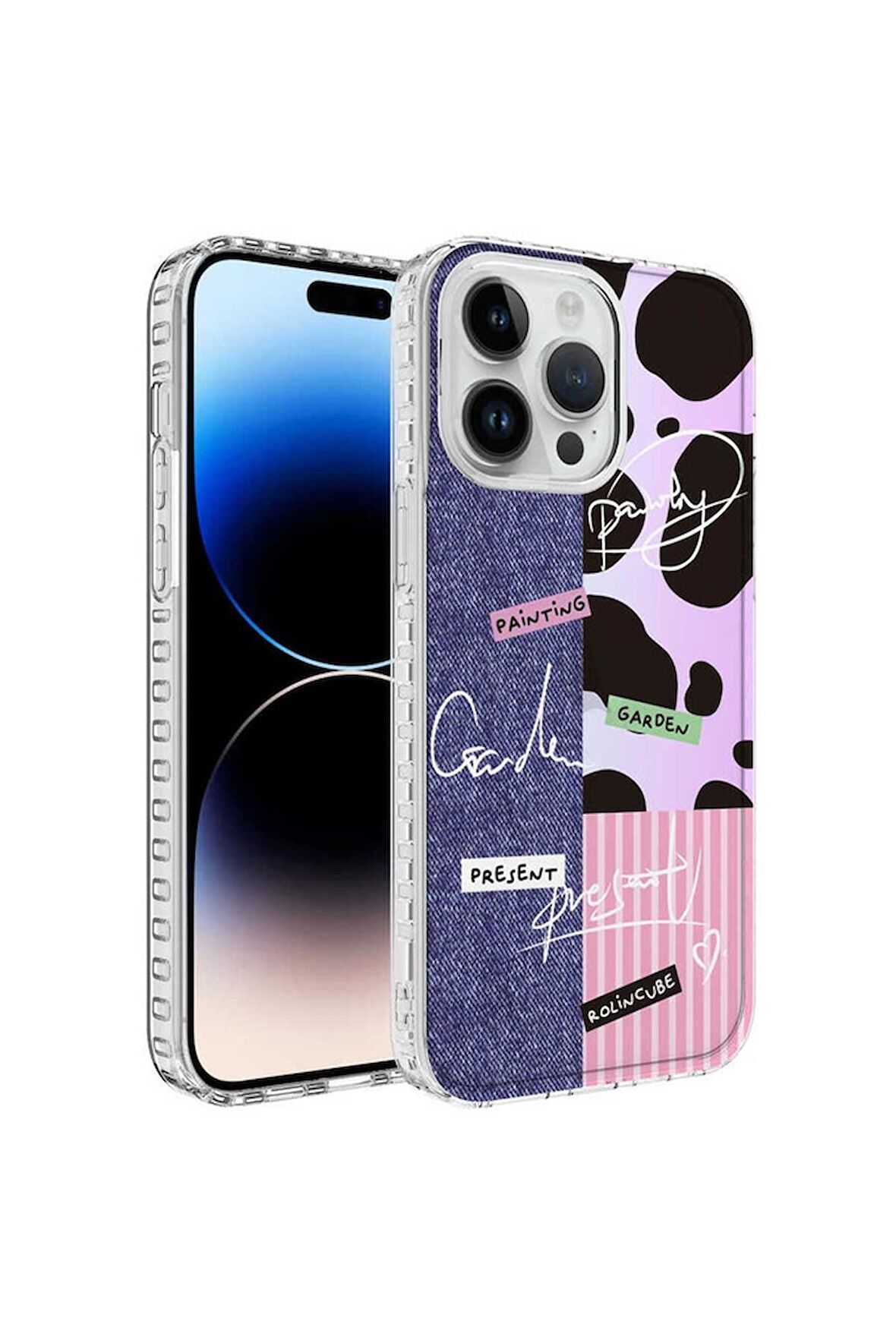Apple iPhone 12 Pro Max Uyumlu Kılıf Airbag Kenarlı Renkli Desenli Silikon Elegans Kapak NO8