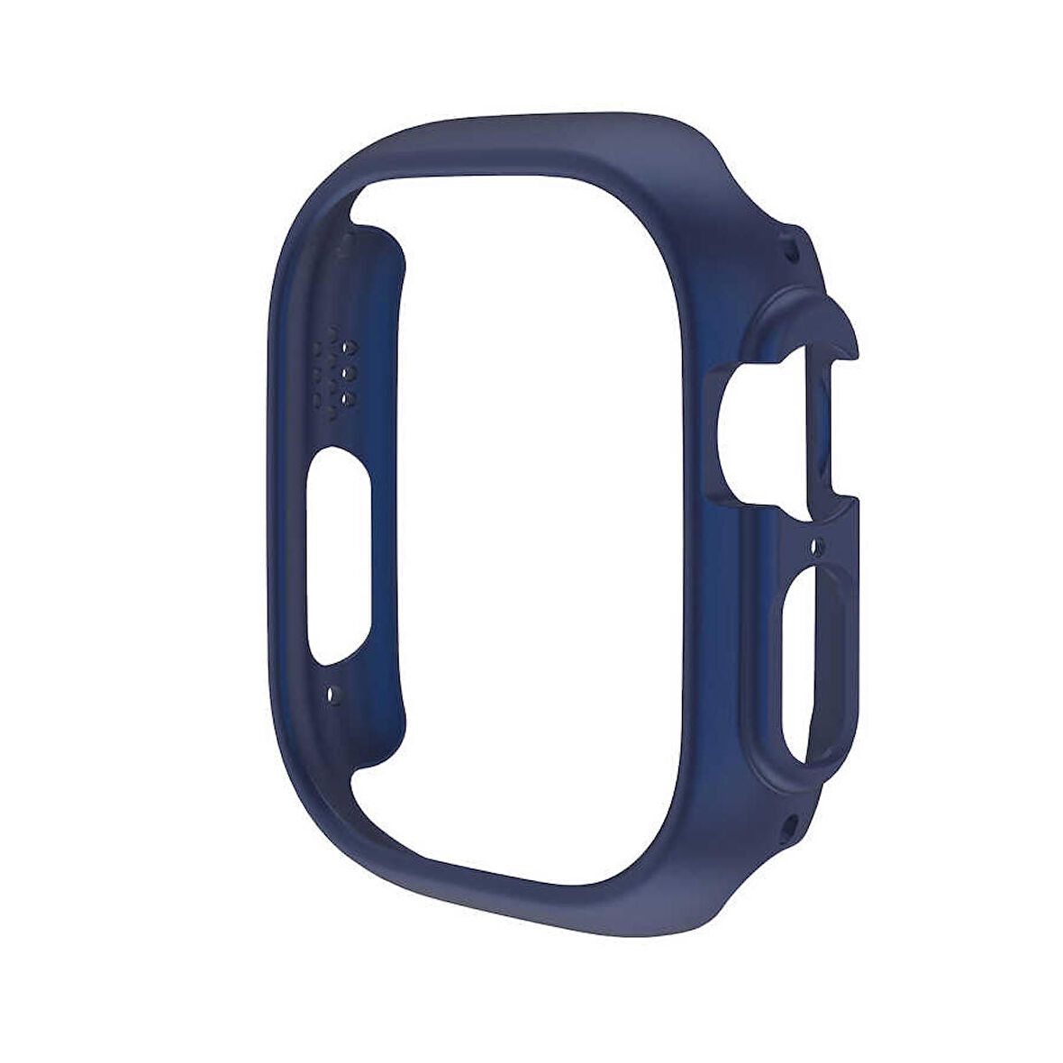 Apple Watch Ultra 49 Mm Uyumlu Sert Plastik 360 Tam Koruma Kasa Koruyucu + Temperli Cam Gard 18 Mavi