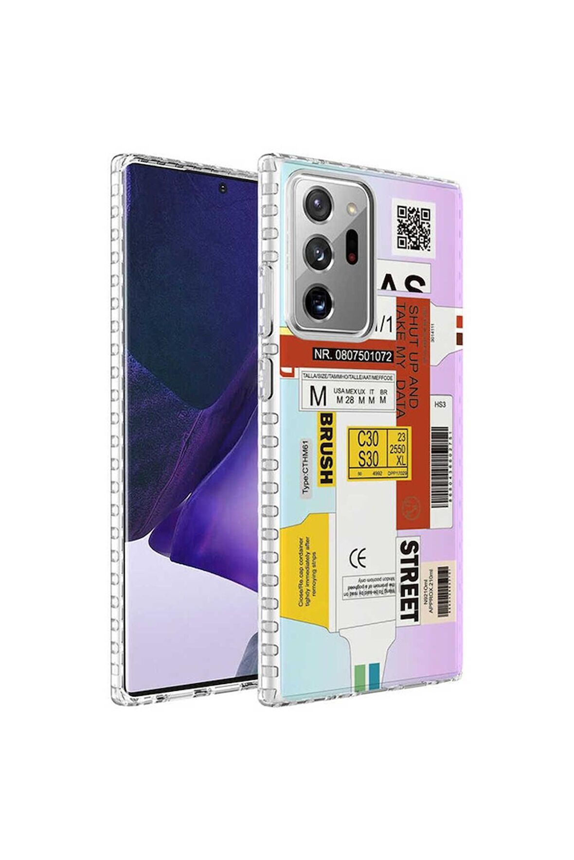 Samsung Galaxy Note 20 Ultra Uyumlu Kılıf Airbag Kenarlı Renkli Desenli Silikon Elegans Kapak NO2