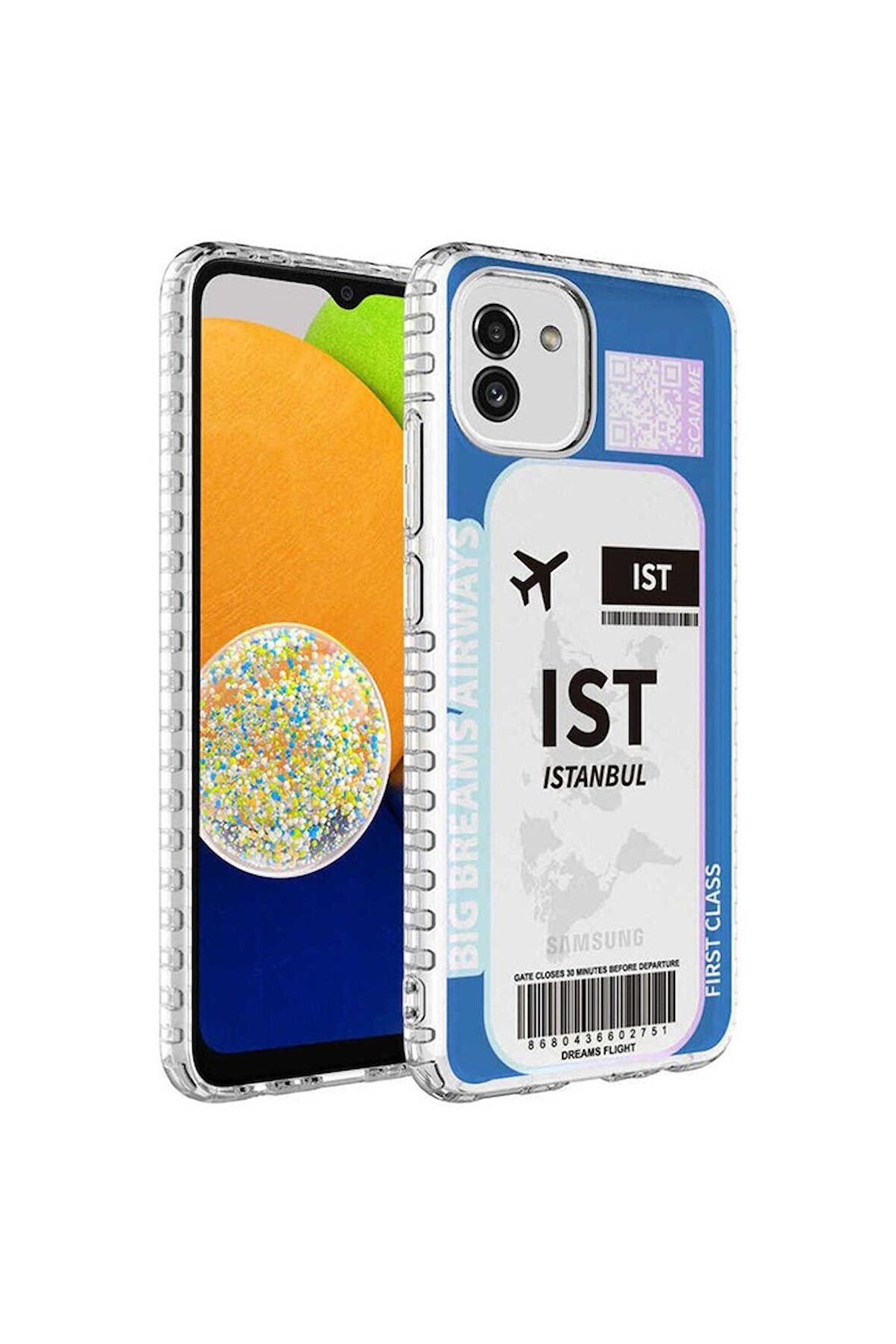 Samsung Galaxy A03 Uyumlu Kılıf Airbag Kenarlı Renkli Desenli Silikon Elegans Kapak NO4