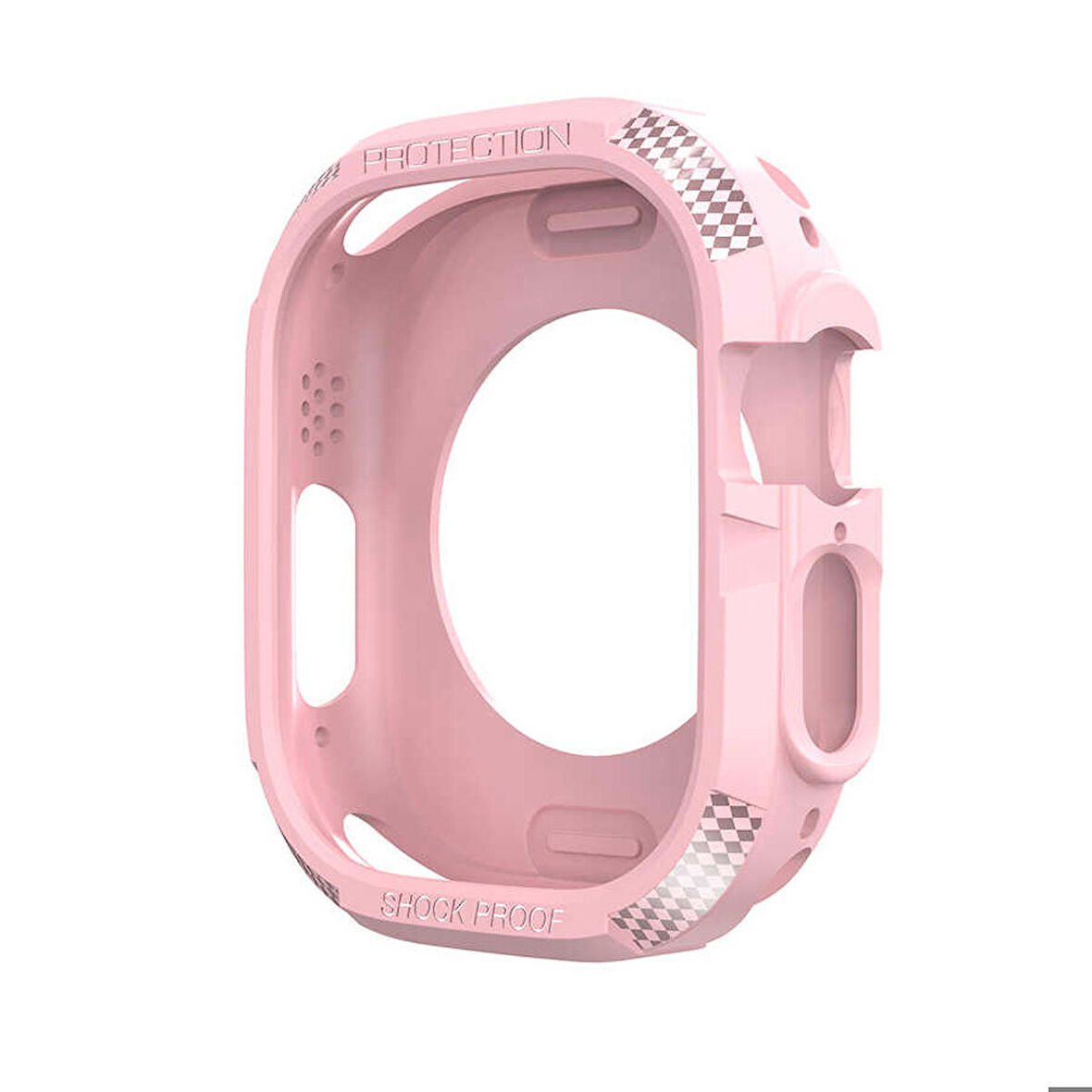 Apple Watch Ultra 49 Mm Uyumlu Carbon Kasa Koruyucu Darbe Emici Tasarım Protective Tam Koruma Gard17 Pembe