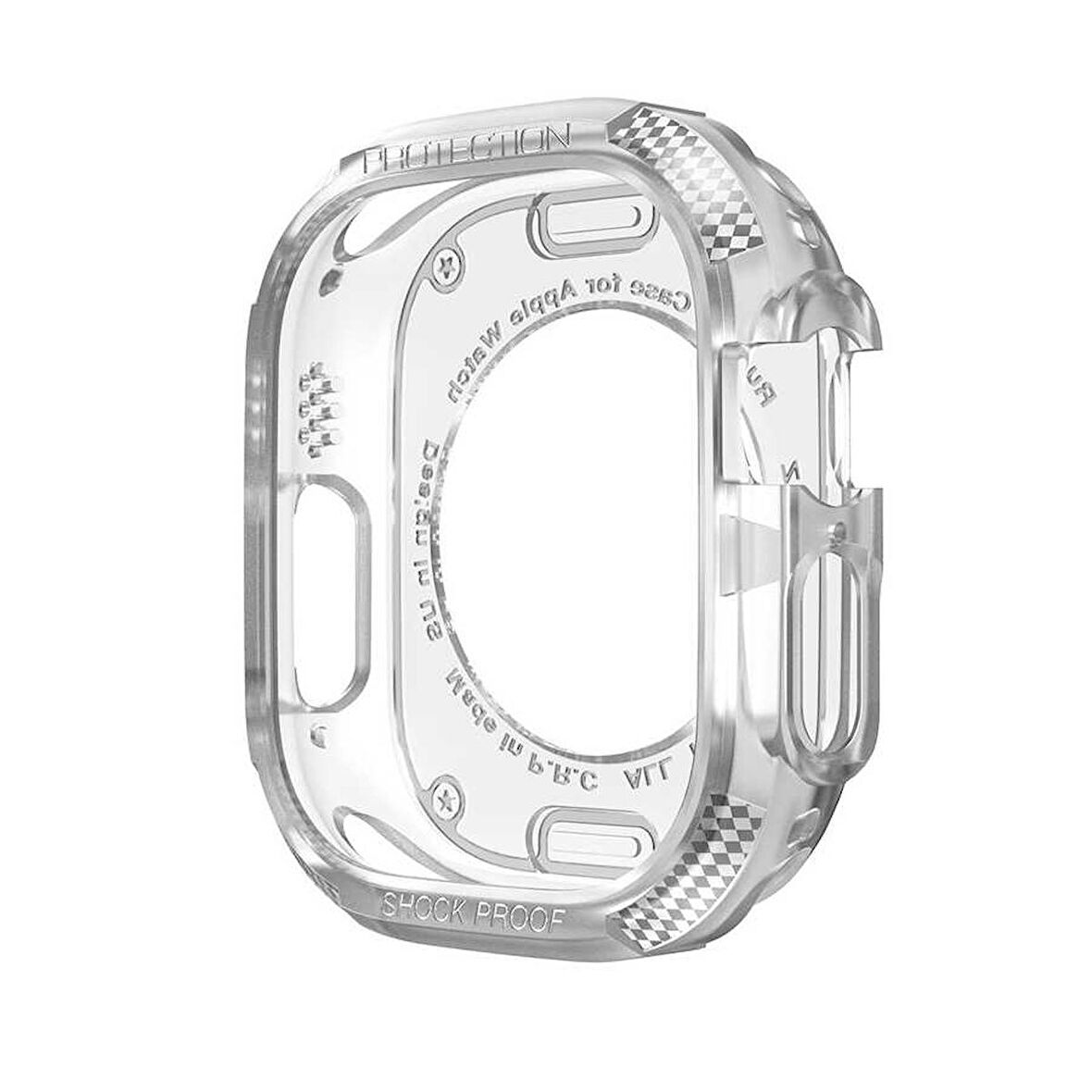 Apple Watch Ultra 49 Mm Uyumlu Carbon Kasa Koruyucu Darbe Emici Tasarım Protective Tam Koruma Gard17 Renksiz