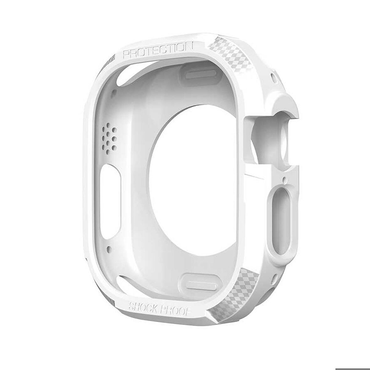 Apple Watch Ultra 49 Mm Uyumlu Carbon Kasa Koruyucu Darbe Emici Tasarım Protective Tam Koruma Gard17 Beyaz