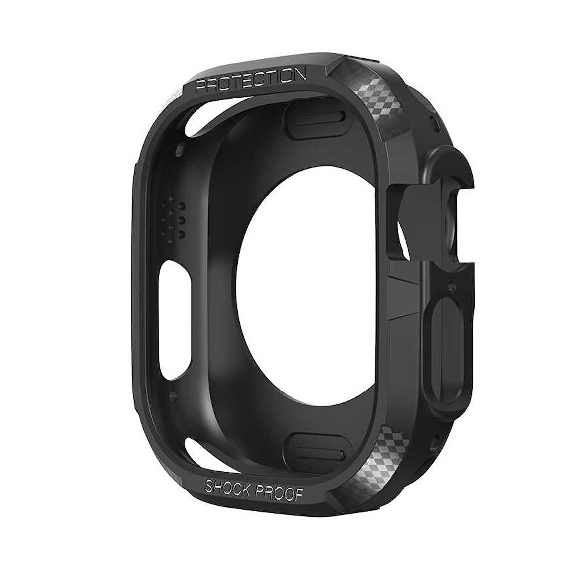 Apple Watch Ultra 49 Mm Uyumlu Carbon Kasa Koruyucu Darbe Emici Tasarım Protective Tam Koruma Gard17 Siyah