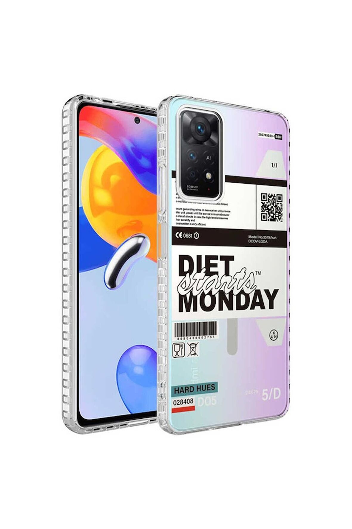 Xiaomi Redmi Note 11 Global Uyumlu Kılıf Airbag Kenarlı Renkli Desenli Silikon Elegans Kapak NO5