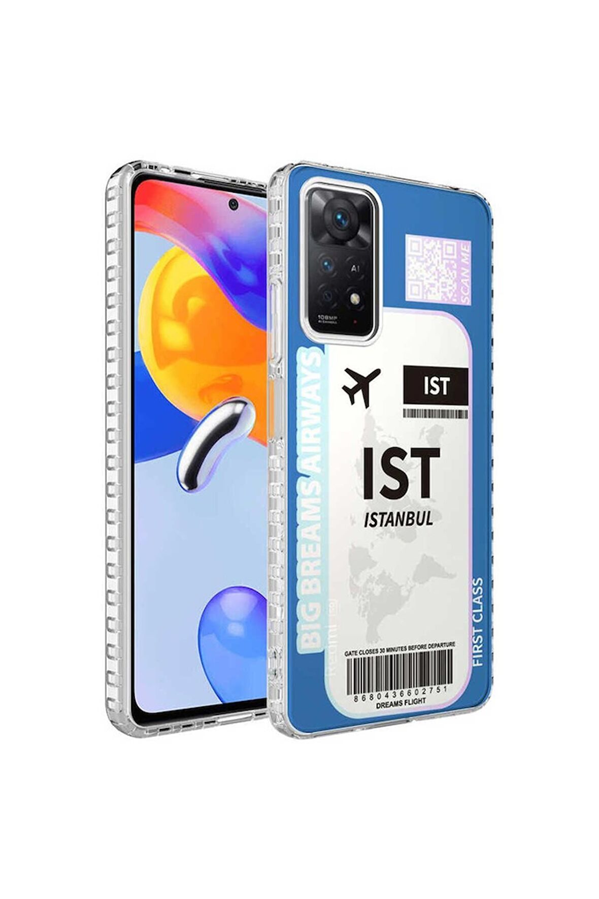 Xiaomi Redmi Note 11 Global Uyumlu Kılıf Airbag Kenarlı Renkli Desenli Silikon Elegans Kapak NO4