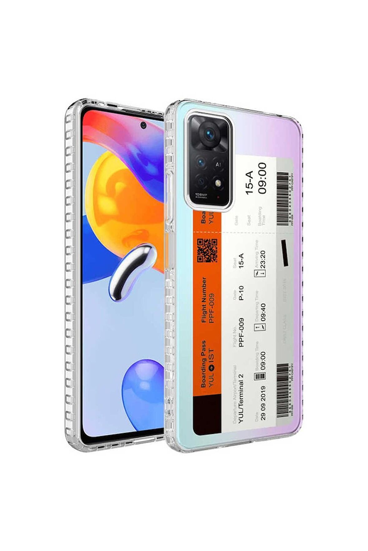 Xiaomi Redmi Note 11 Global Uyumlu Kılıf Airbag Kenarlı Renkli Desenli Silikon Elegans Kapak NO1