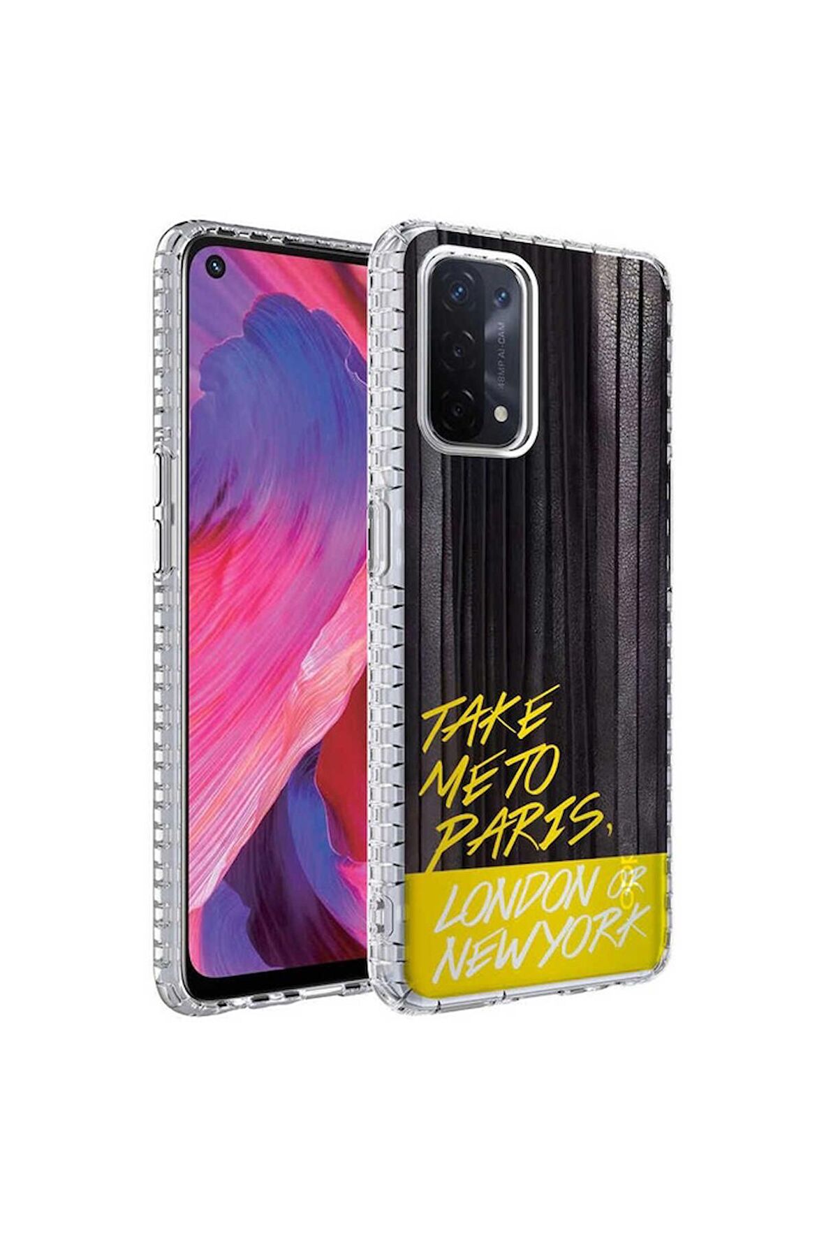 Oppo A74 4G Uyumlu Kılıf Airbag Kenarlı Renkli Desenli Silikon Elegans Kapak NO3