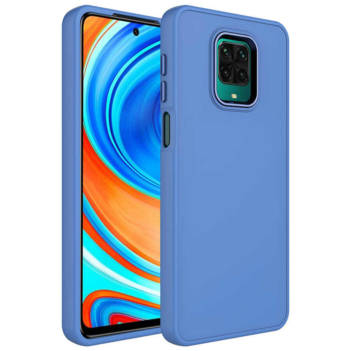 Xiaomi Redmi Note 9S Uyumlu Kılıf Metal Çerçeve ve Buton Tasarımlı Silikon Luna Kapak Lavendery Gray