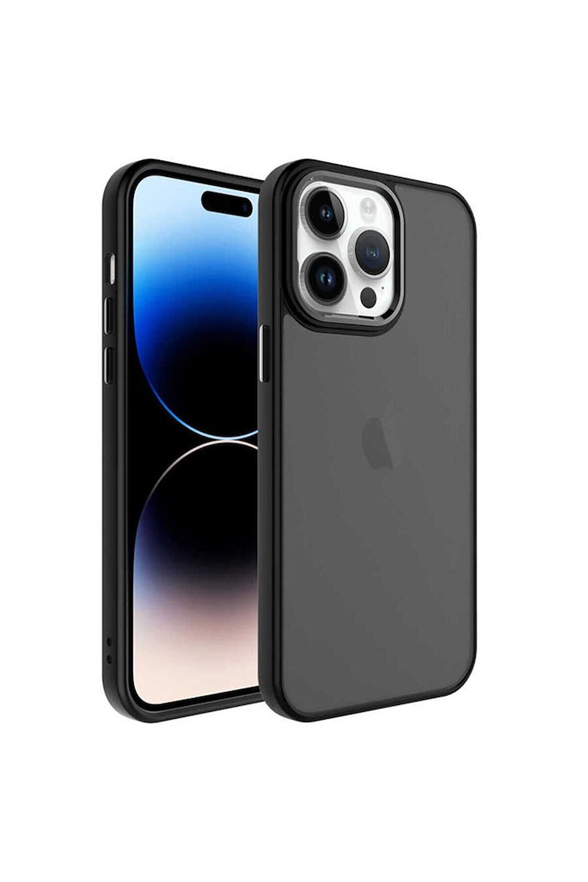 Apple iPhone 14 Pro Uyumlu Kılıf Buzlu Sert PC May Kapak Siyah