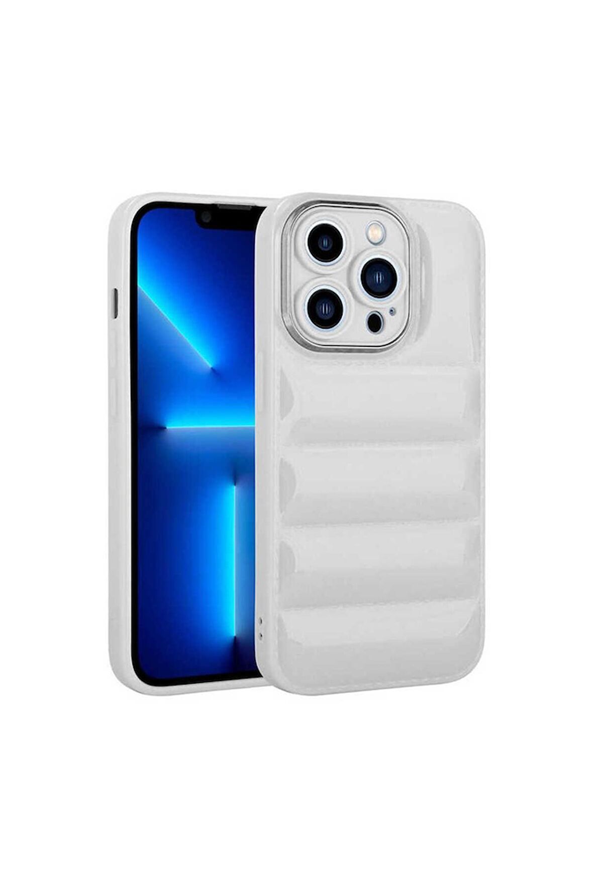 Apple iPhone 12 Pro Max Uyumlu Kılıf Kamera Korumalı Parlak Airbag'li Galya Kapak Beyaz
