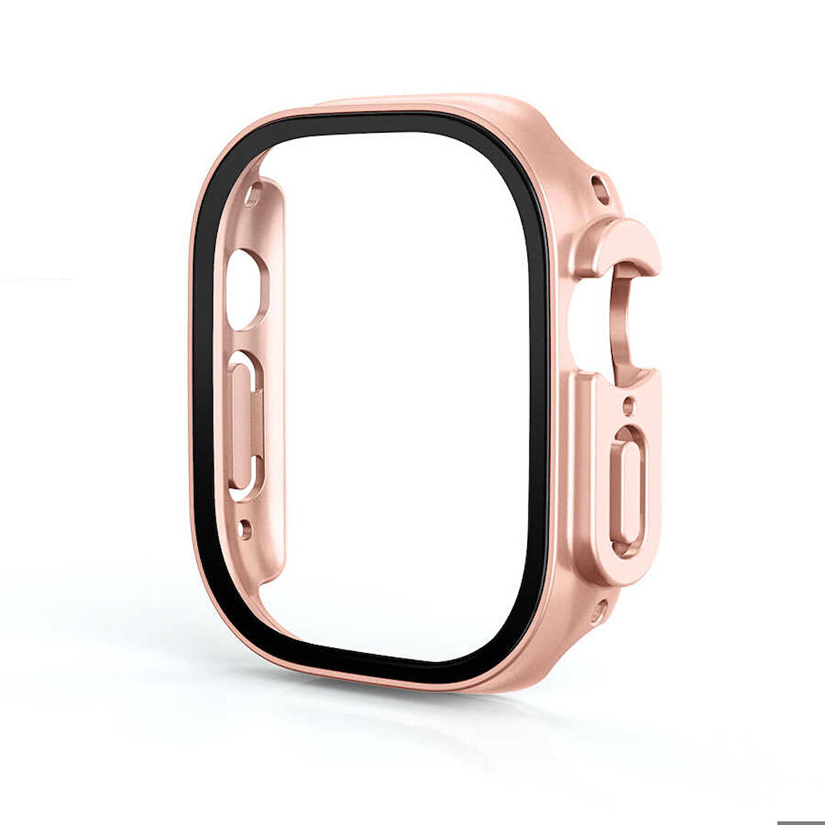 Apple Watch Ultra 49 Mm Uyumlu Sert Plastik Çizmeyen Tam Koruma Ekran Ve Kasa Koruyucu Gard 19 Rose Gold