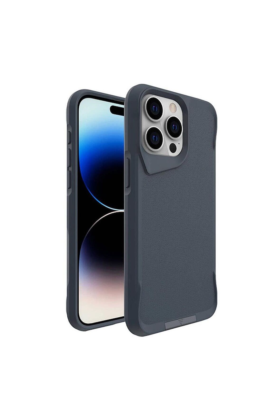 Apple iPhone 15 Pro Max Uyumlu Kılıf Airbag Kenarlı T-Max Mat Standlı Kapak Gri