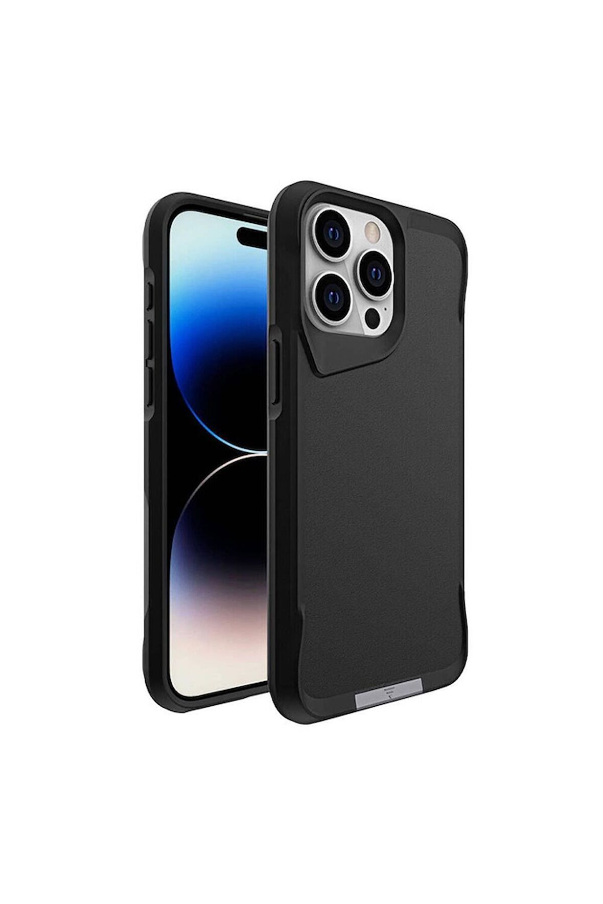 Apple iPhone 15 Pro Max Uyumlu Kılıf Airbag Kenarlı T-Max Mat Standlı Kapak Siyah