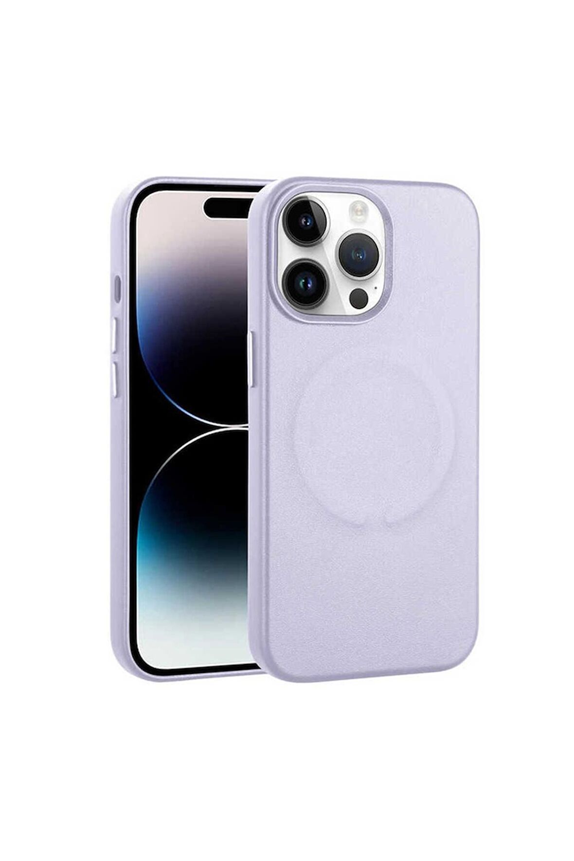 Apple iPhone 14 Pro Uyumlu Kılıf PU Deri Magsafe Wireless Şarj Özellikli Derix Kapak Lila
