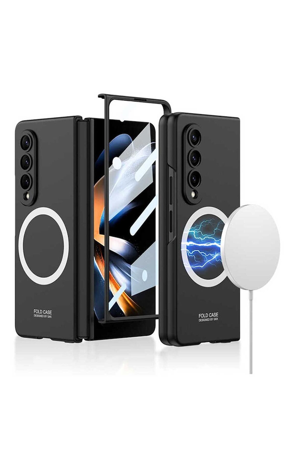 Samsung Galaxy Z Fold 4 Uyumlu Kılıf Wireless Şarj Özellikli Kıpta Magsafe Kapak