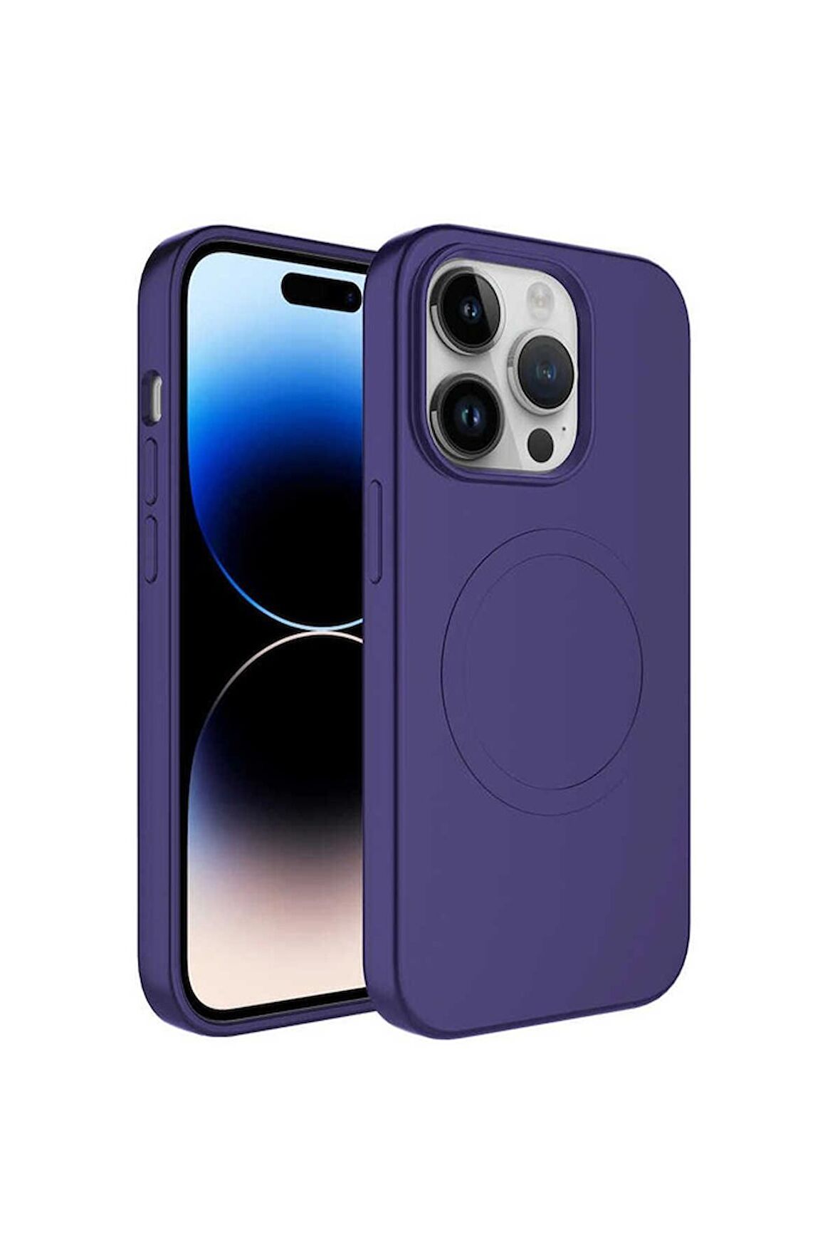 Apple iPhone 11 Pro Max Uyumlu Kılıf Magsafe Wireless Şarj Özellikli Pastel Renk Silikon Plas Kapak Mürdüm