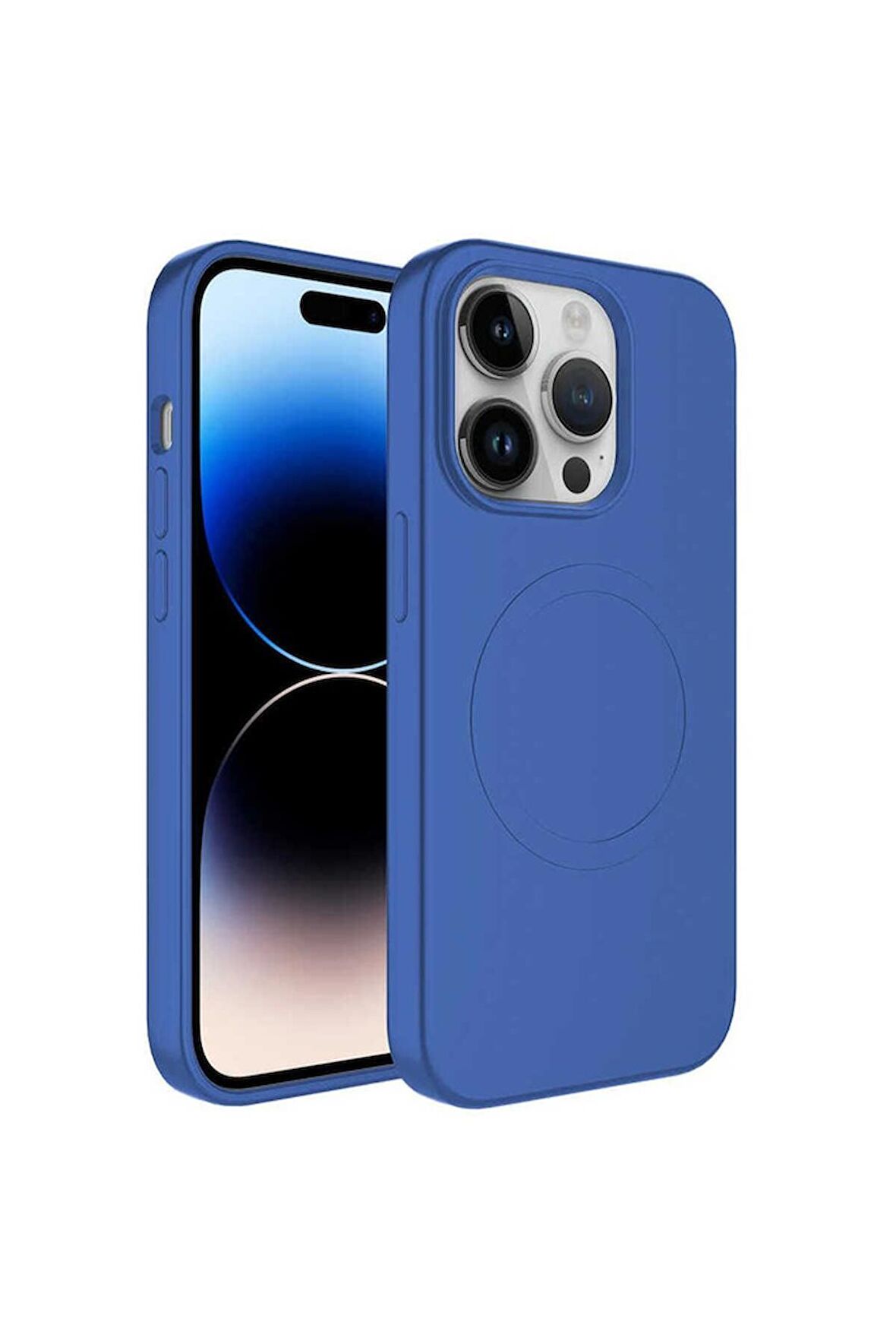 Apple iPhone 13 Pro Uyumlu Kılıf Magsafe Wireless Şarj Özellikli Pastel Renk Silikon Plas Kapak Mavi