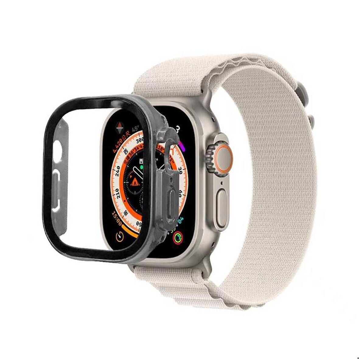 Apple Watch Ultra 49 Mm Uyumlu Sert Pc Hafif Kompakt Tasarım Çizmeyen Plastik Kasa Koruyucu Gard 22