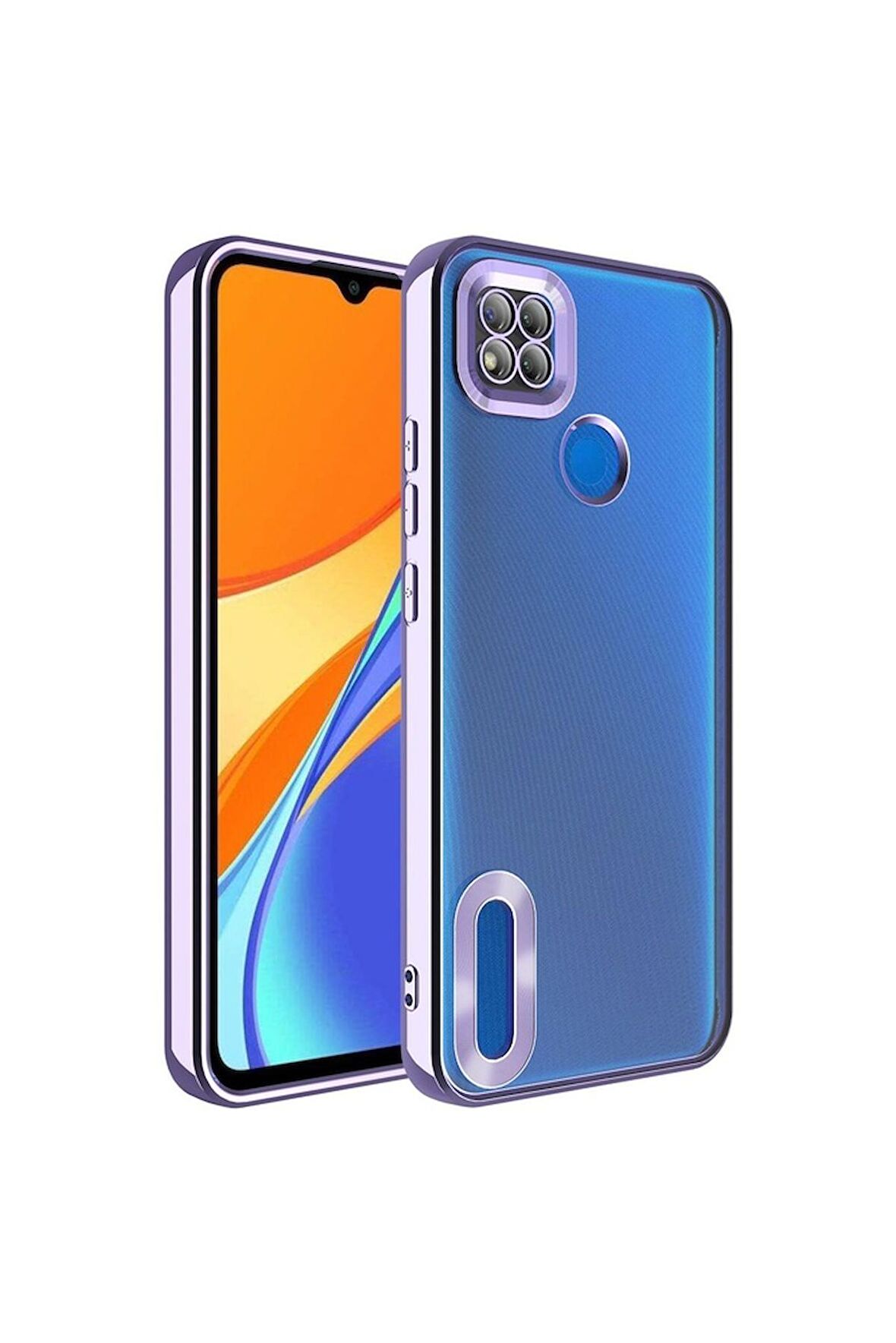 Xiaomi Redmi 9C Uyumlu Kılıf Kamera Korumalı Logo Gösteren Omega Kapak Lila