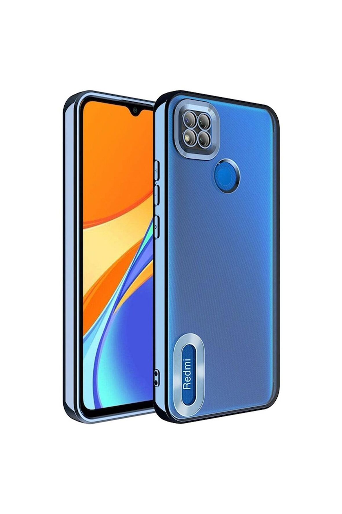 Xiaomi Redmi 9C Uyumlu Kılıf Kamera Korumalı Logo Gösteren Omega Kapak Sierra Mavi