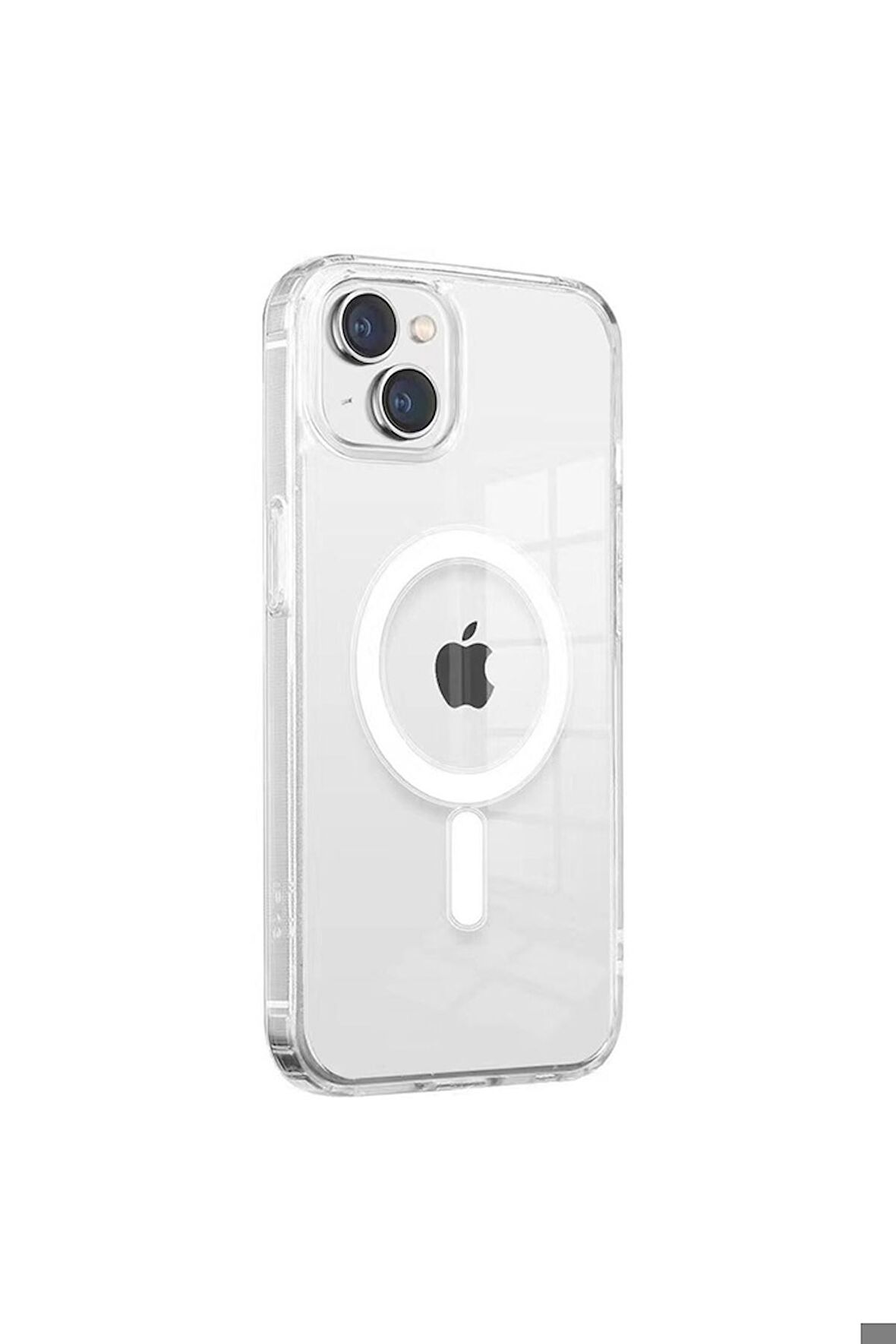 Apple iPhone 14 Plus Uyumlu Kılıf Magsafe Şarj Özellikli Şeffaf Sert PC Embos Kapak