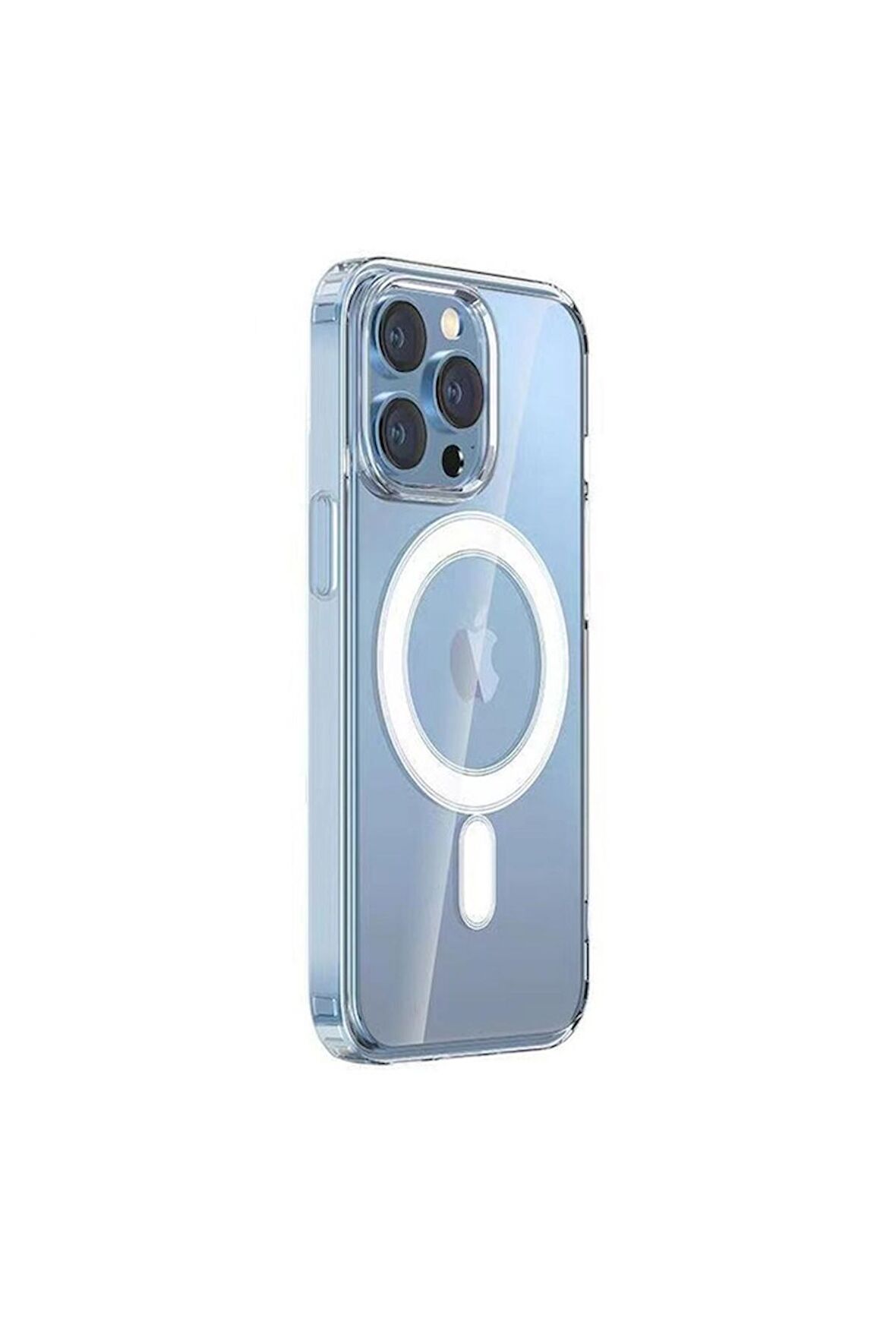 Apple iPhone 14 Pro Max Uyumlu Kılıf Magsafe Şarj Özellikli Şeffaf Sert PC Embos Kapak