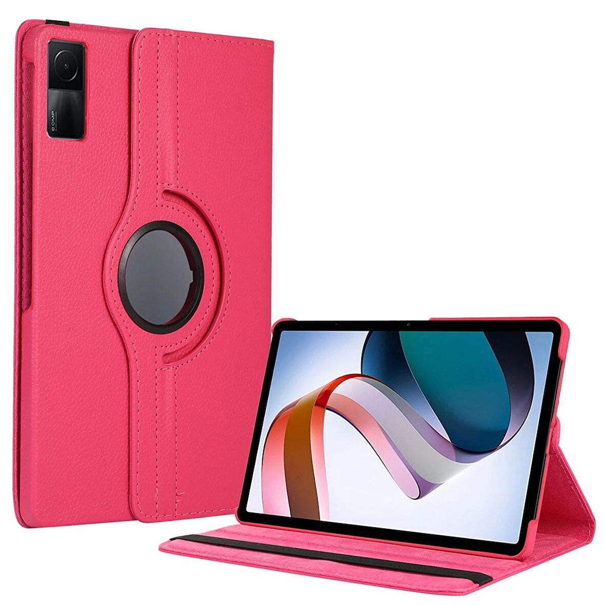 Xiaomi Redmi Pad Uyumlu Tablet Kılıfı 360 Dönebilen Standlı Katlanabilir Kılıf Pembe Koyu