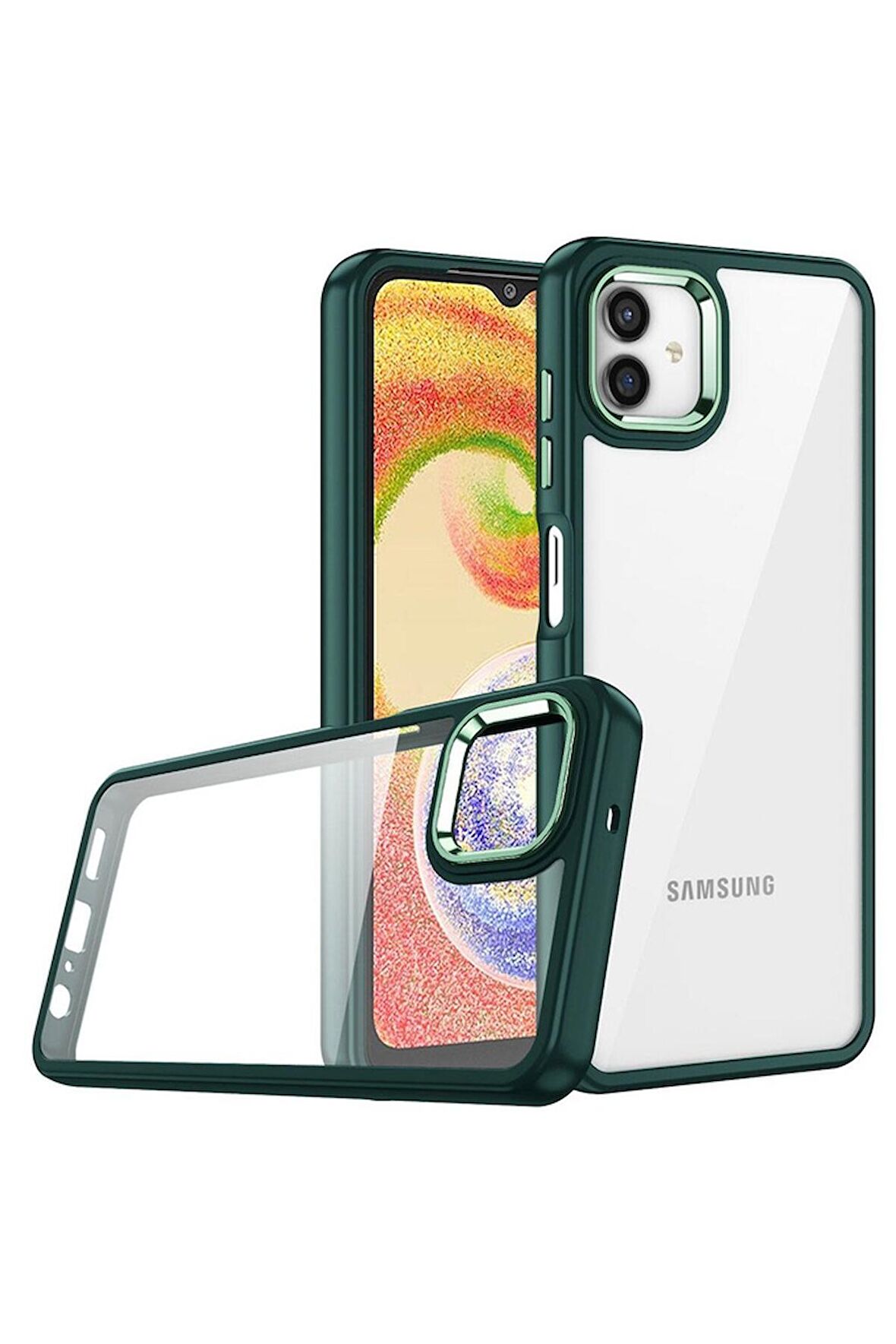 Samsung Galaxy A04 Uyumlu Kılıf Flora Kapak Yeşil