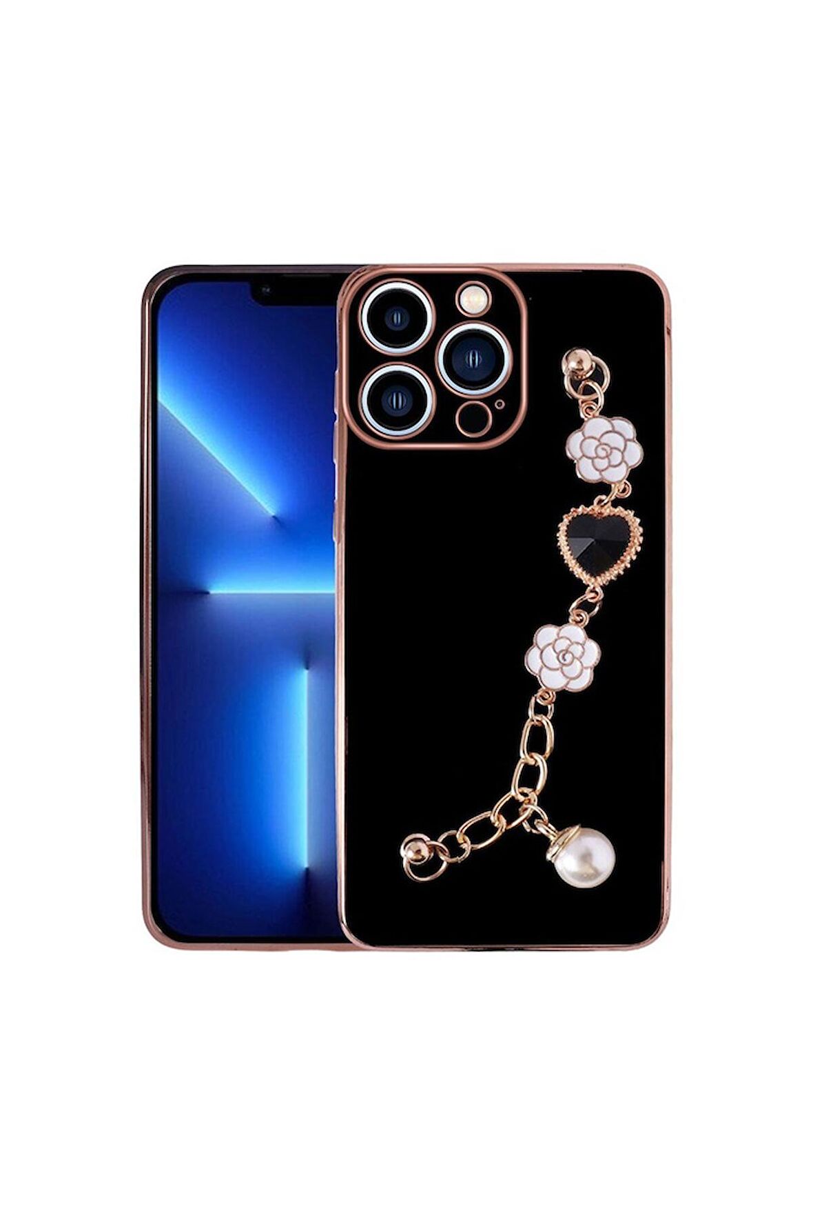 Apple iPhone 14 Pro Uyumlu Kılıf El Tutamaçlı Kamera Korumalı Taka Silikon Kapak Siyah