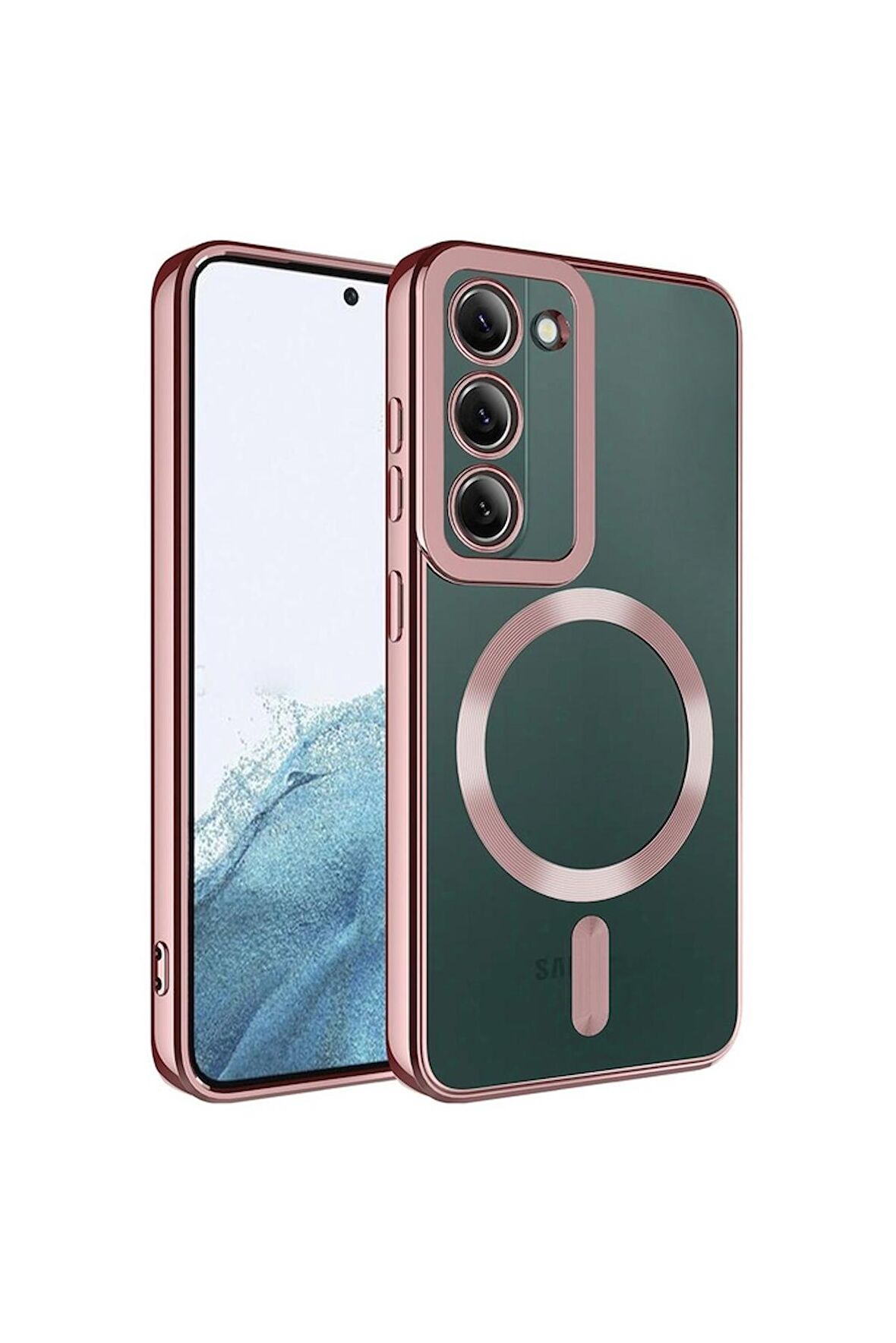 Samsung Galaxy S23 Uyumlu Kılıf Magsafe Wireless Şarj Özellikli Setro Silikon Rose Gold