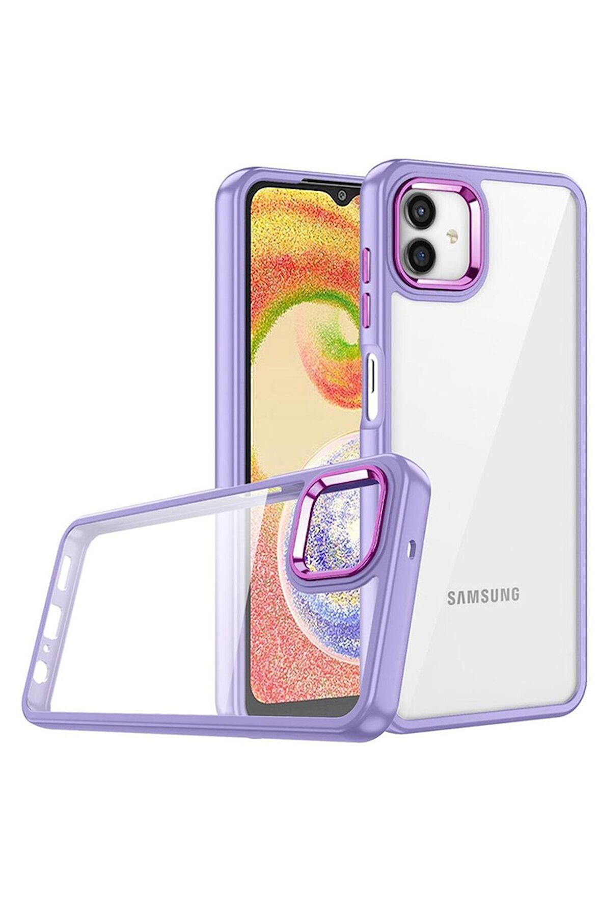 Samsung Galaxy A04E Uyumlu Kılıf Flora Kapak Lila