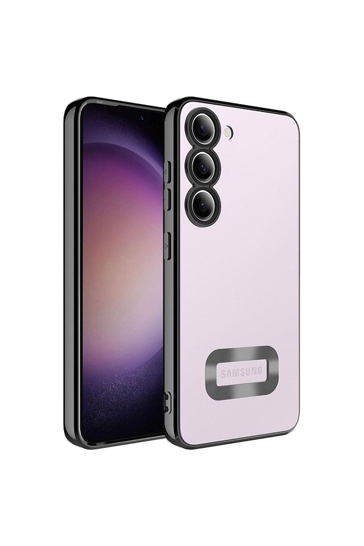 Samsung Galaxy S23 Plus Uyumlu Kılıf Kamera Korumalı Logo Gösteren Omega Kapak Siyah