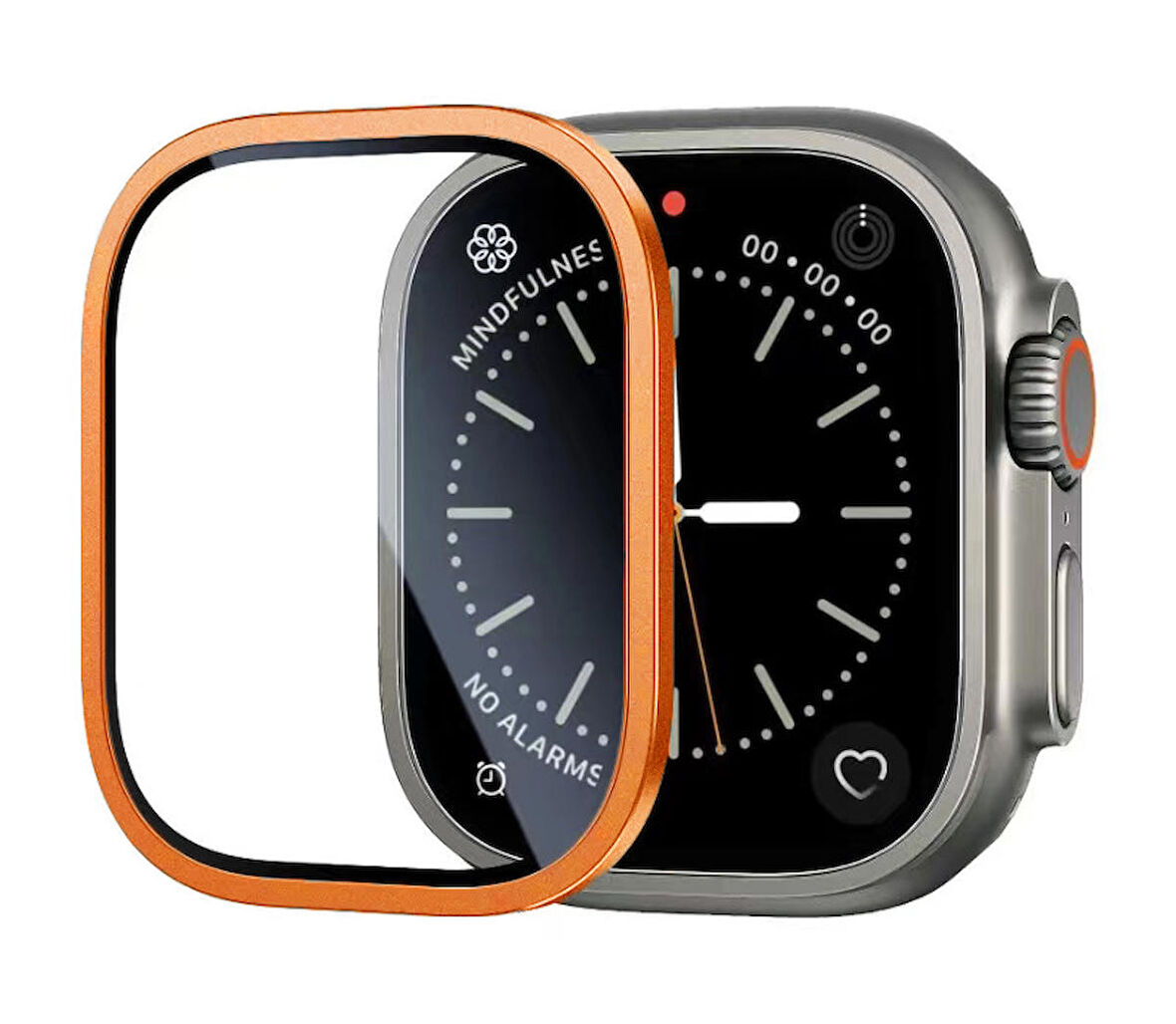 Apple Watch Ultra 49 Mm Uyumlu ALM-01 Metal Çerçeveli Ekran Koruyucu Turuncu