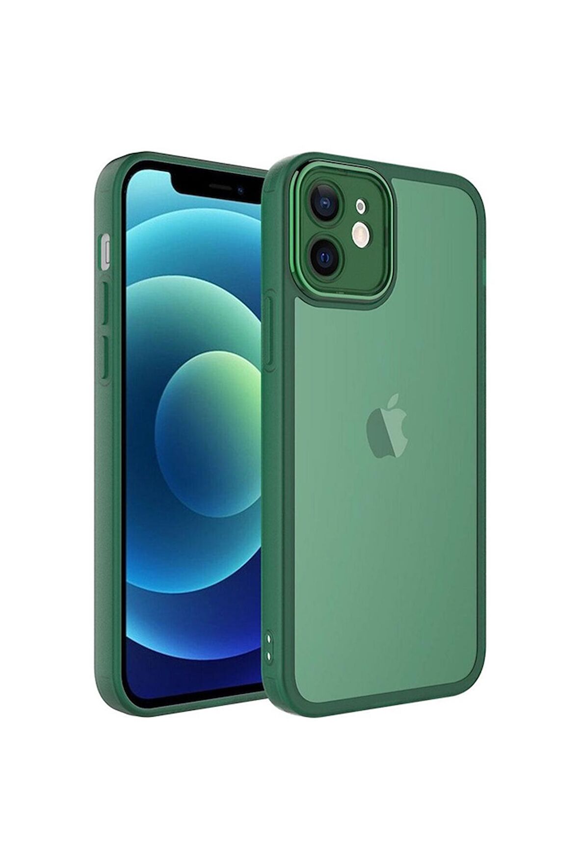 Apple iPhone 11 Uyumlu Kılıf Kamera Korumalı Transparan Post Kapak Koyu Yeşil