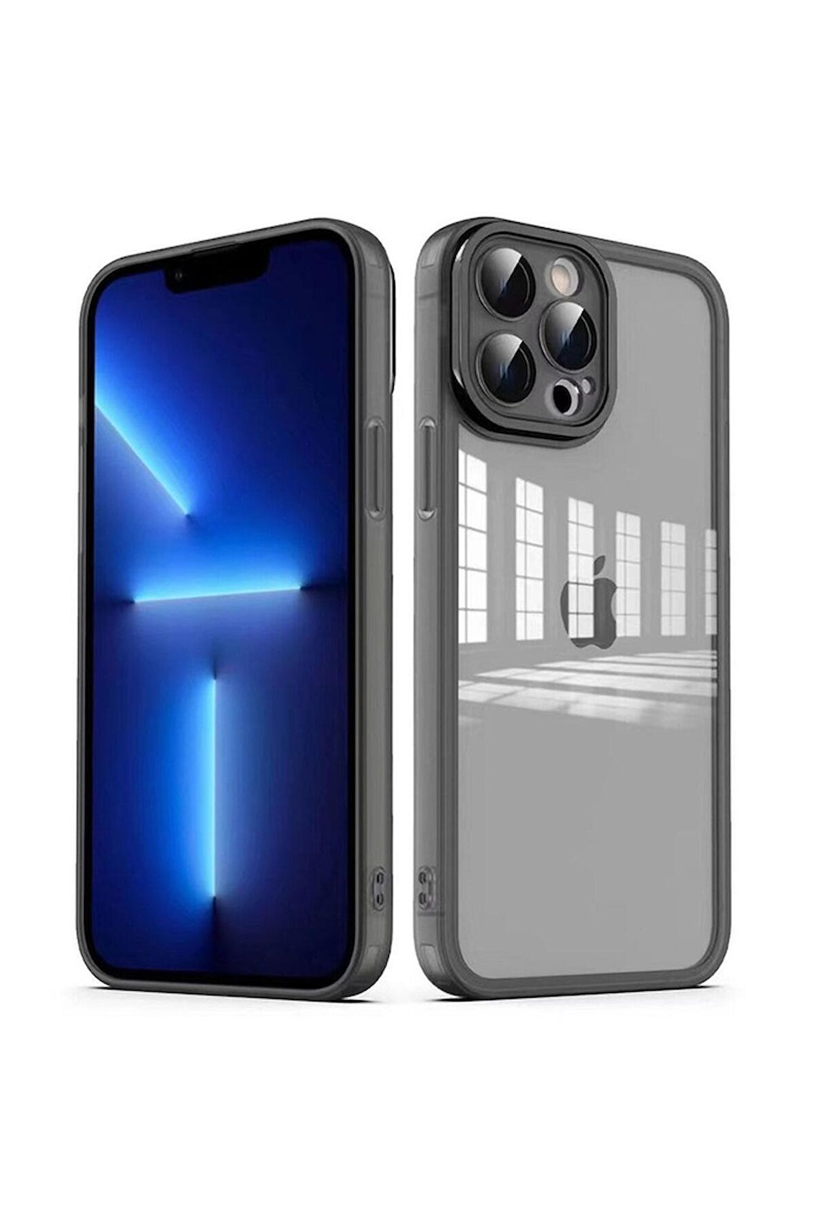 Apple iPhone 12 Pro Max Uyumlu Kılıf Kamera Korumalı Transparan Post Kapak Siyah