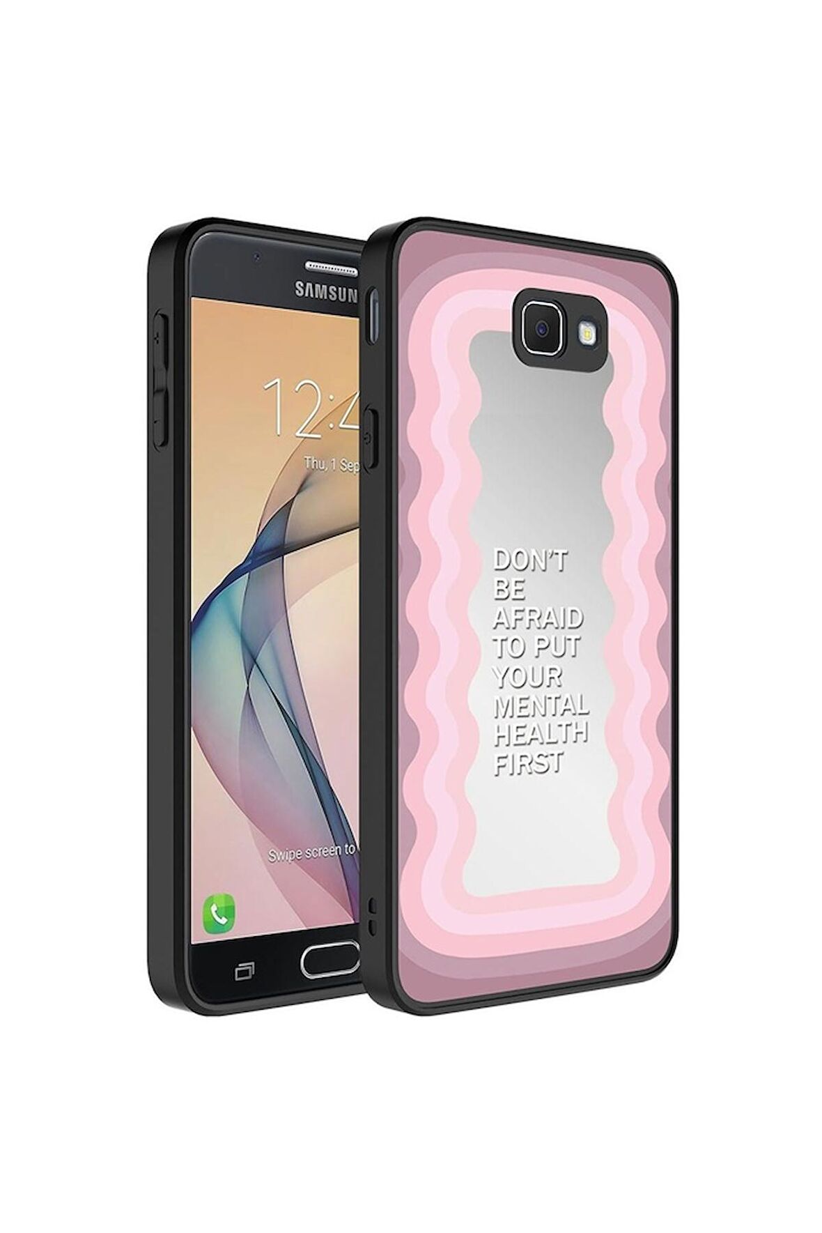 Samsung Galaxy J7 Prime Uyumlu Kılıf Aynalı Desenli Kamera Korumalı Parlak Mirror Kapak Ayna