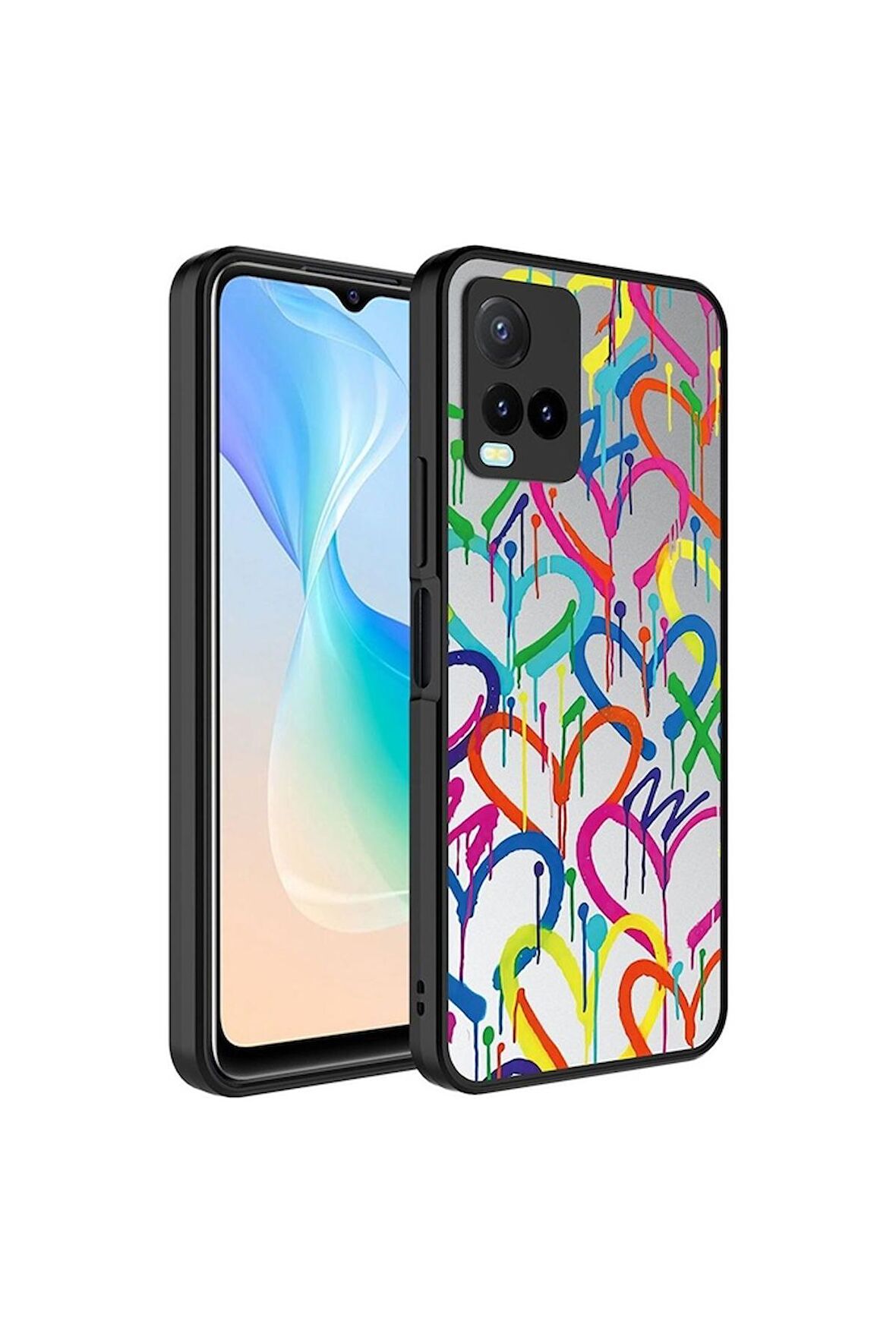 Vivo Y33S Uyumlu Kılıf Aynalı Desenli Kamera Korumalı Parlak Mirror Kapak Kalp