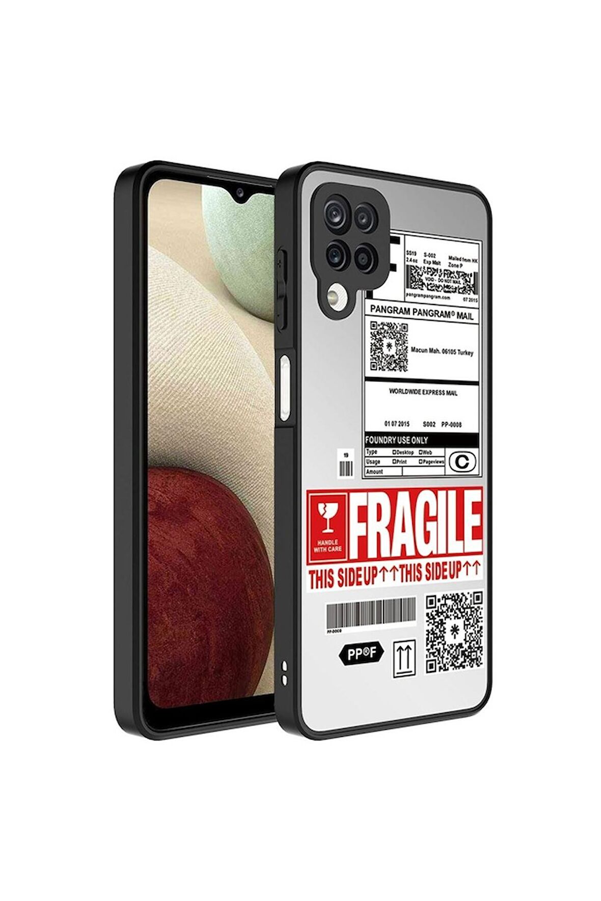 Samsung Galaxy A12 Uyumlu Kılıf Aynalı Desenli Kamera Korumalı Parlak Mirror Kapak Fragile