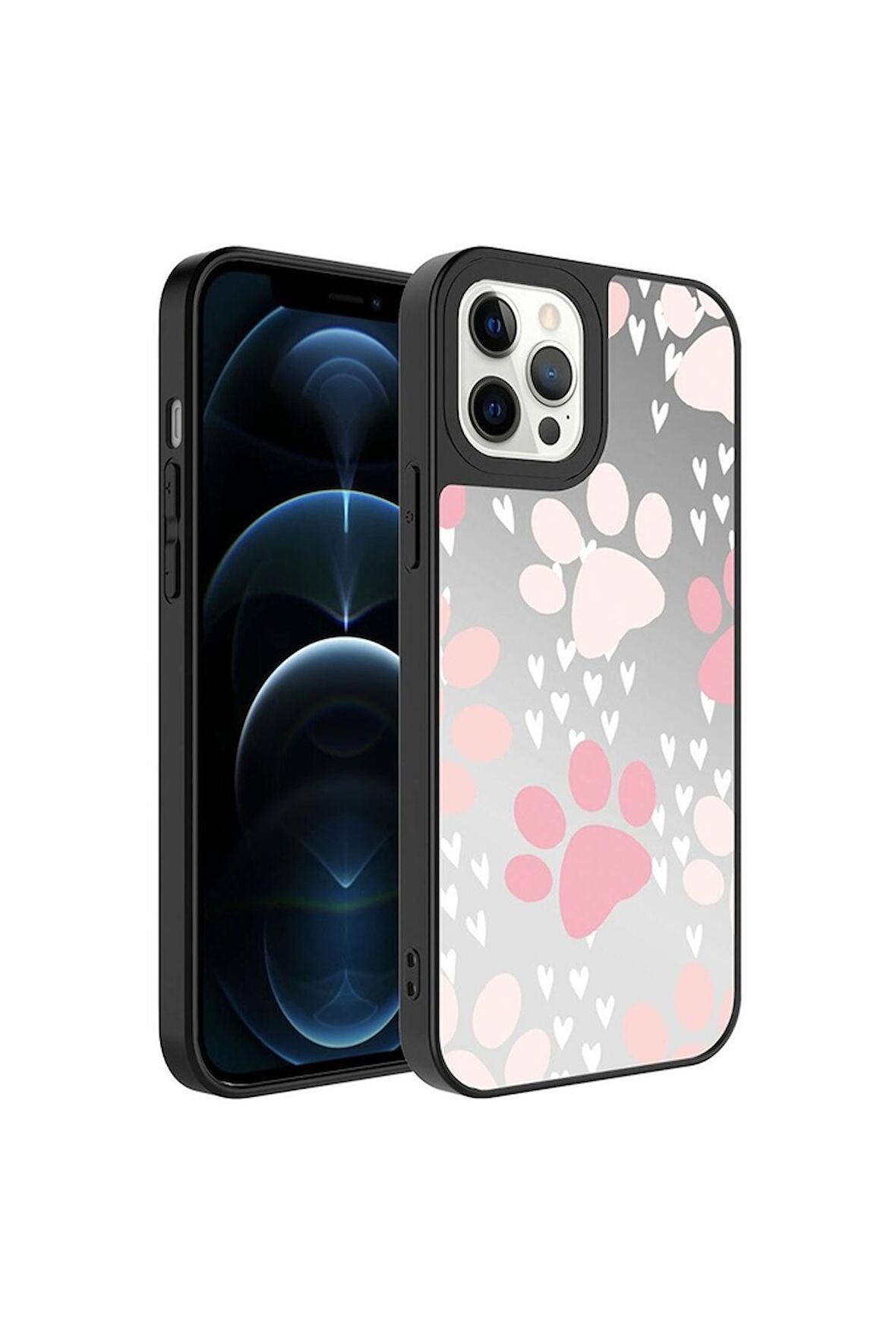 Apple iPhone 12 Pro Uyumlu Kılıf Aynalı Desenli Kamera Korumalı Parlak Mirror Kapak Pati