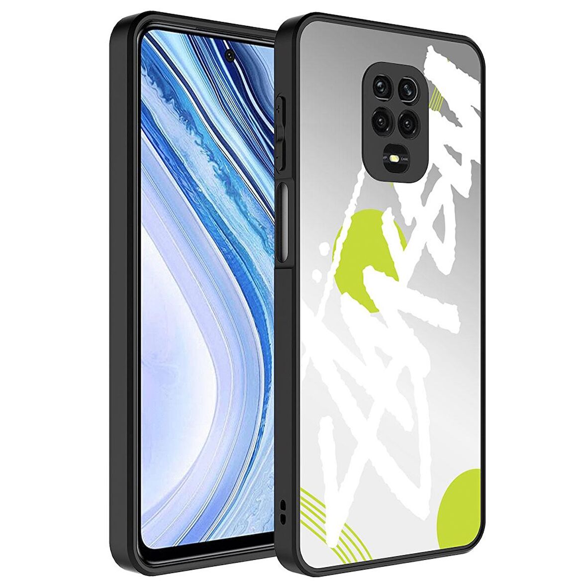 Xiaomi Redmi Note 9 Pro Uyumlu Kılıf Aynalı Desenli Kamera Korumalı Parlak Mirror Kapak Yazı