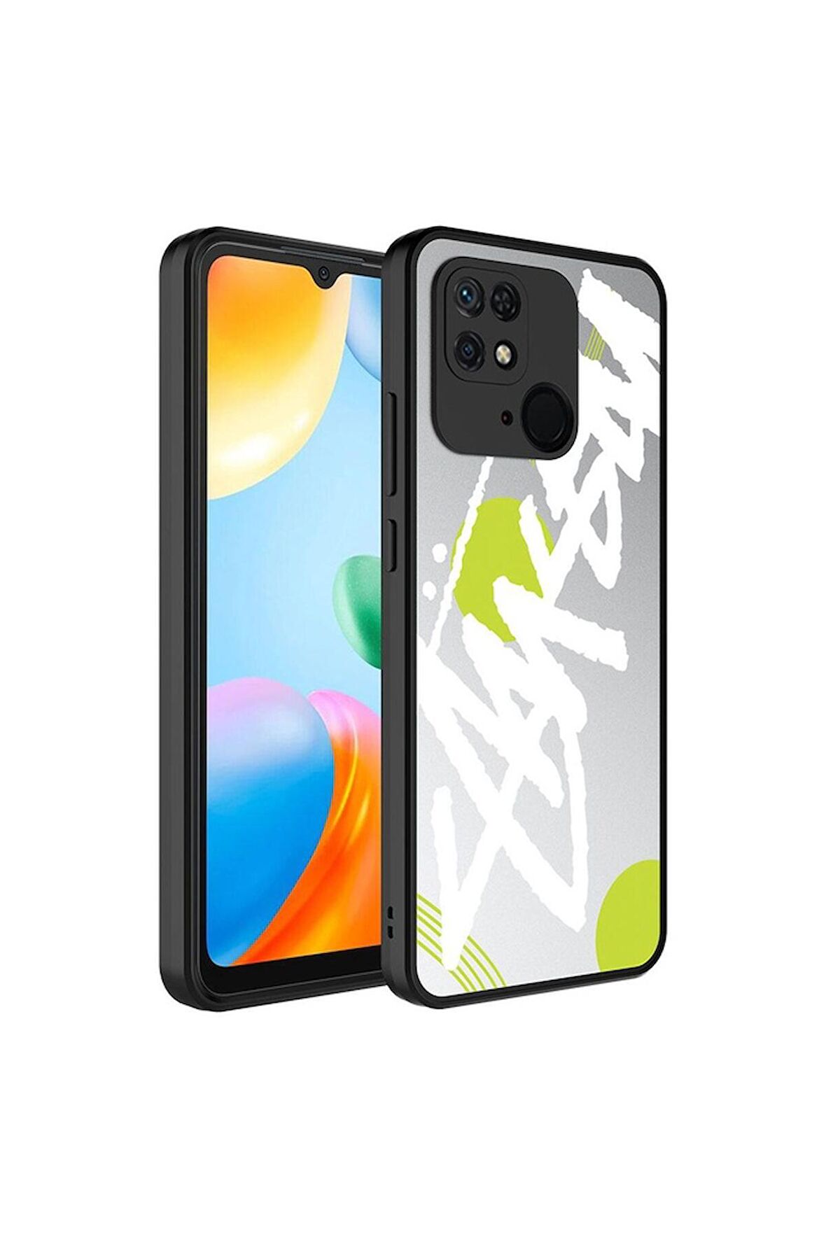 Xiaomi Redmi 10C Uyumlu Kılıf Aynalı Desenli Kamera Korumalı Parlak Mirror Kapak Yazı