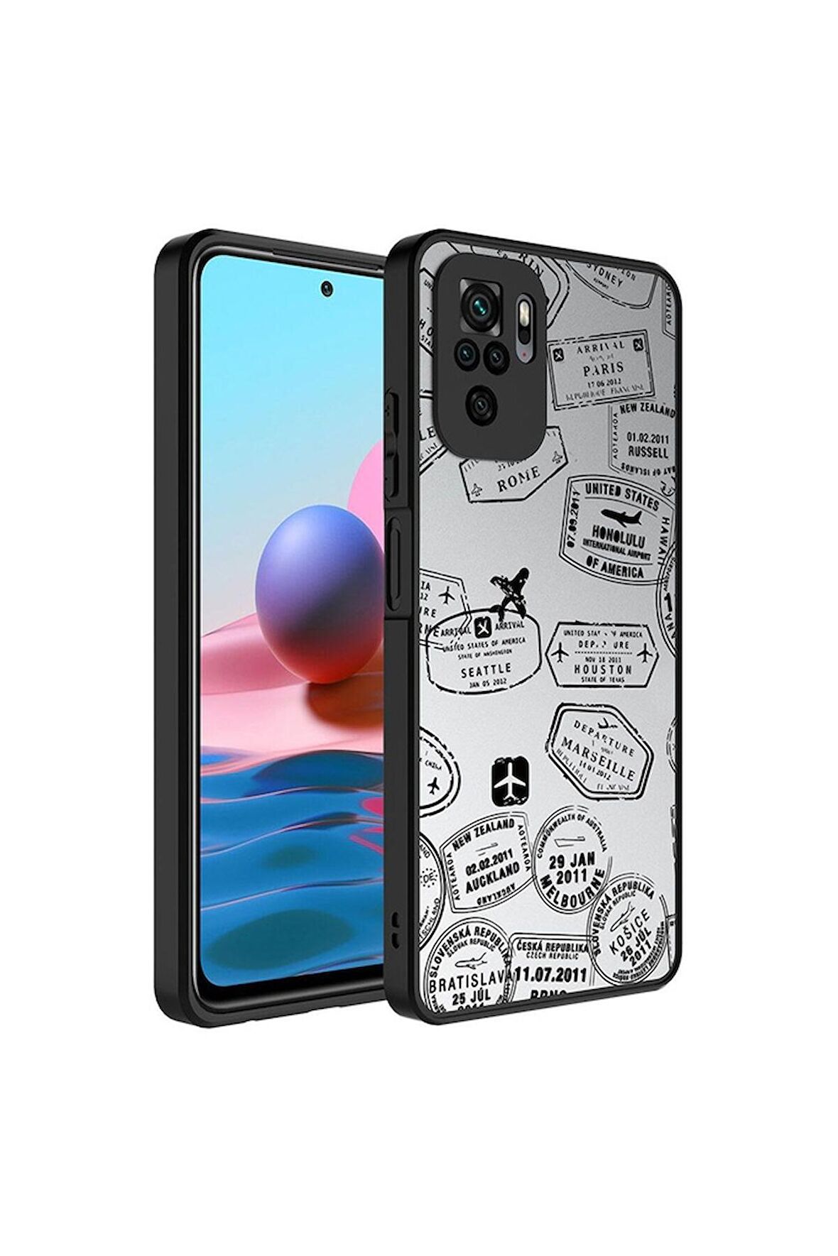 Xiaomi Redmi Note 10S Uyumlu Kılıf Aynalı Desenli Kamera Korumalı Parlak Mirror Kapak Seyahat